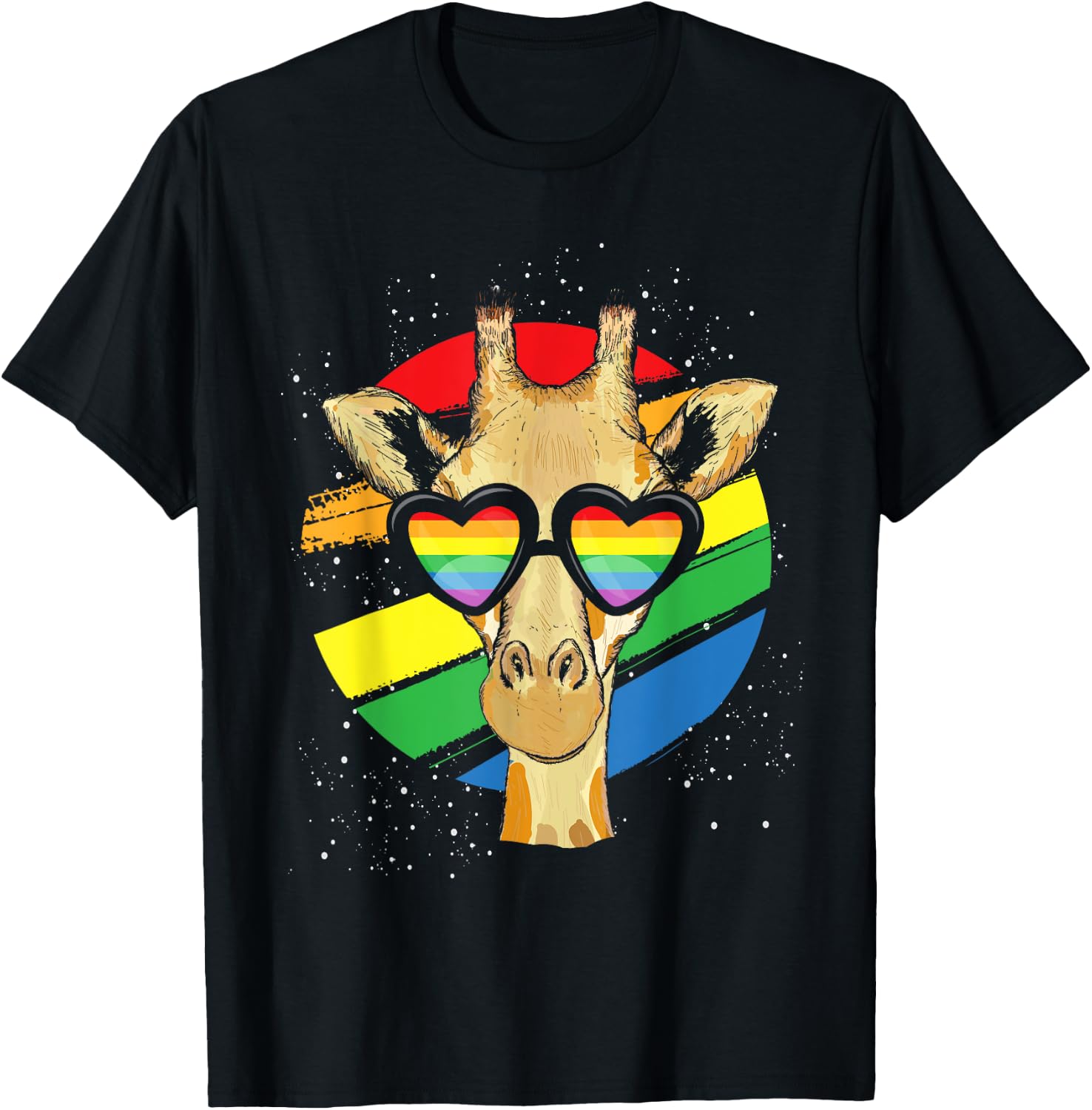 Gay Pride Glasses Giraffe T-Shirt - T-Shirt | Black