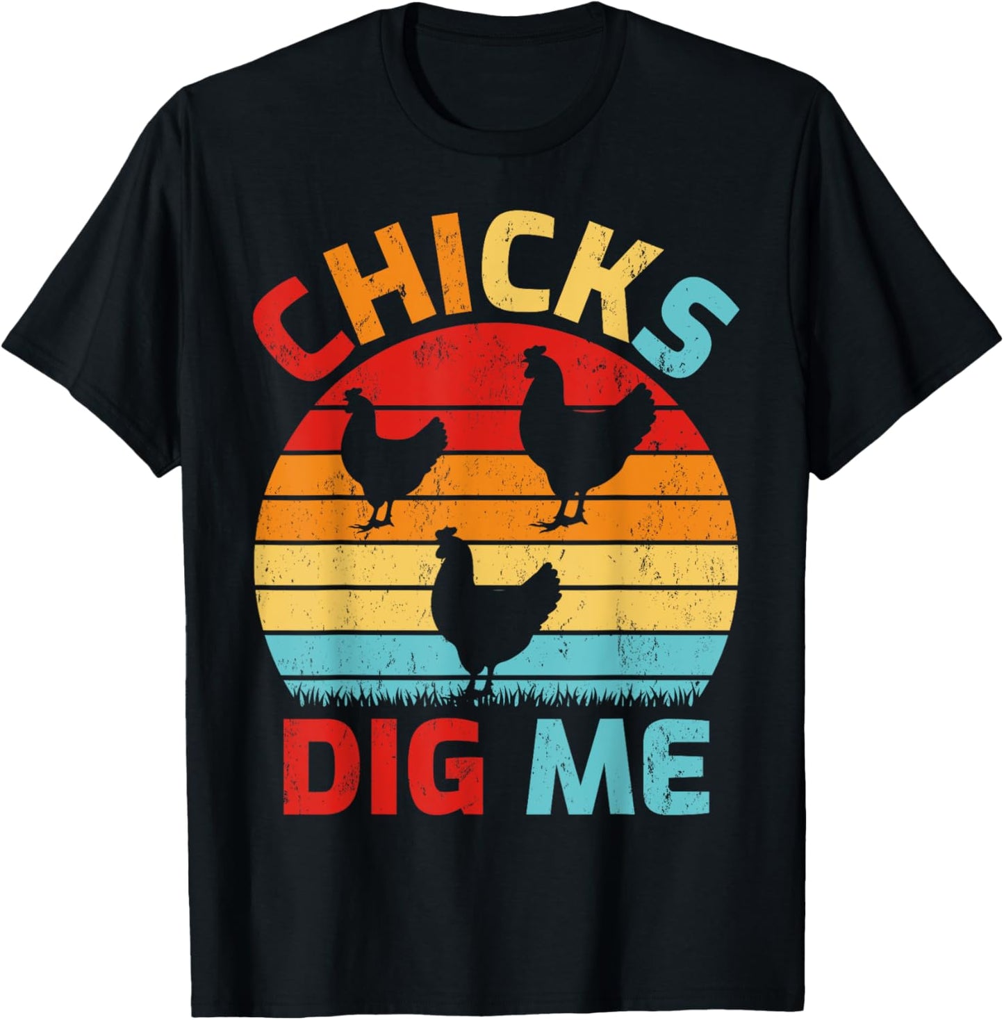 Vintage Retro Chicks Dig Me Farming Chicken Farmer T-Shirt - T-Shirt | Black
