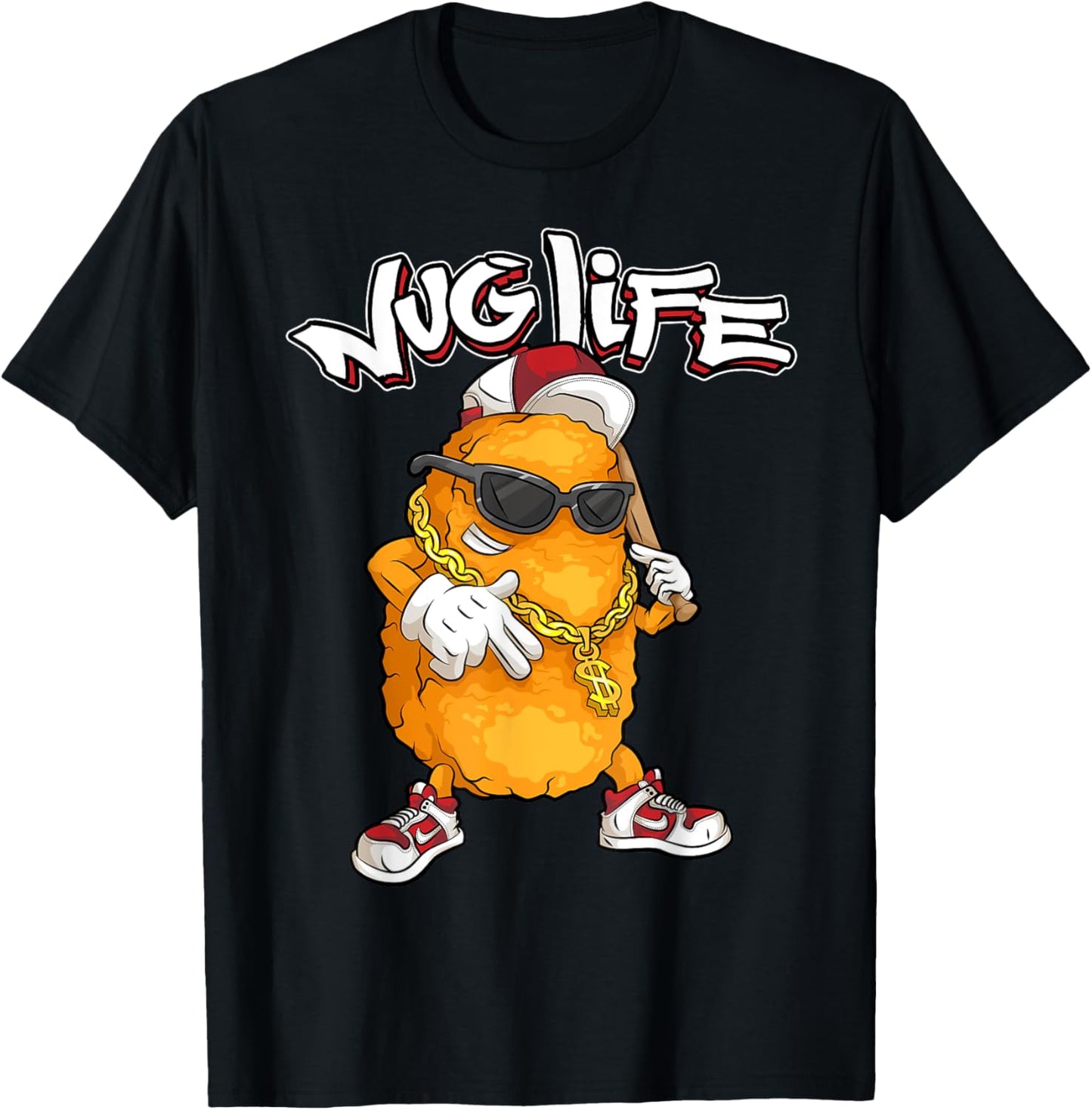 Cool Chicken Nugget Art For Boys Kids Chicken Nugget Lover T-Shirt - T-Shirt | Black