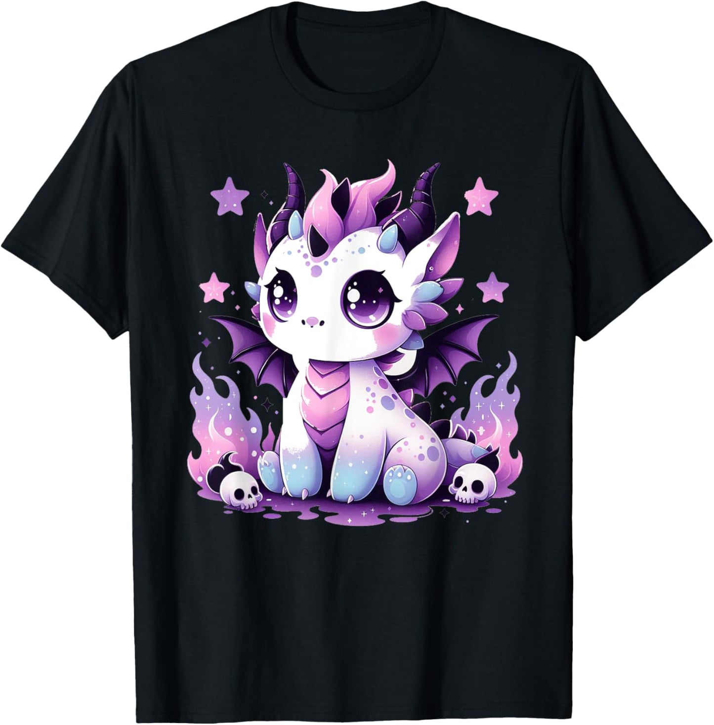 Niedlicher Pastell Goth Drache Gruselige Kawaii Hexe Anime Gothic T-Shirt - T-Shirt | Black