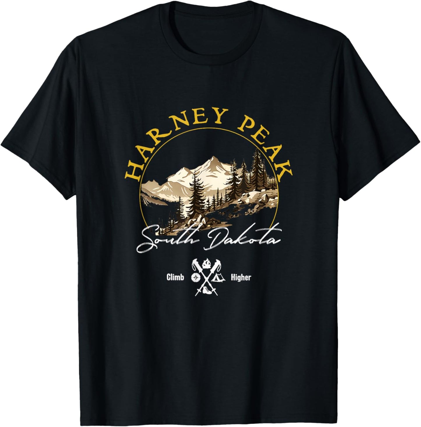 Harney Peak Retro Vintage Apparel - Harney Peak Souvenir T-Shirt - T-Shirt | Black