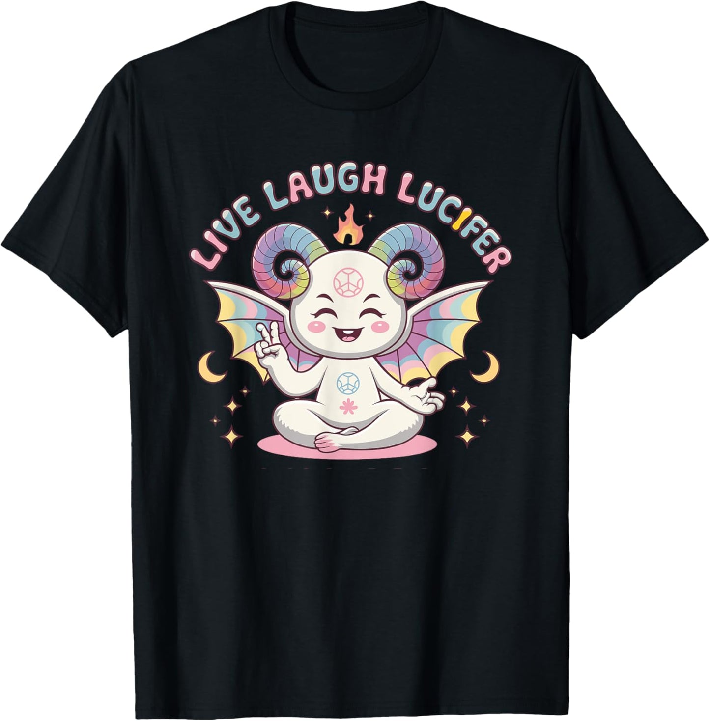 Live Laugh Lucifer Cute Baphomet Demon Devil T-Shirt - T-Shirt | Black