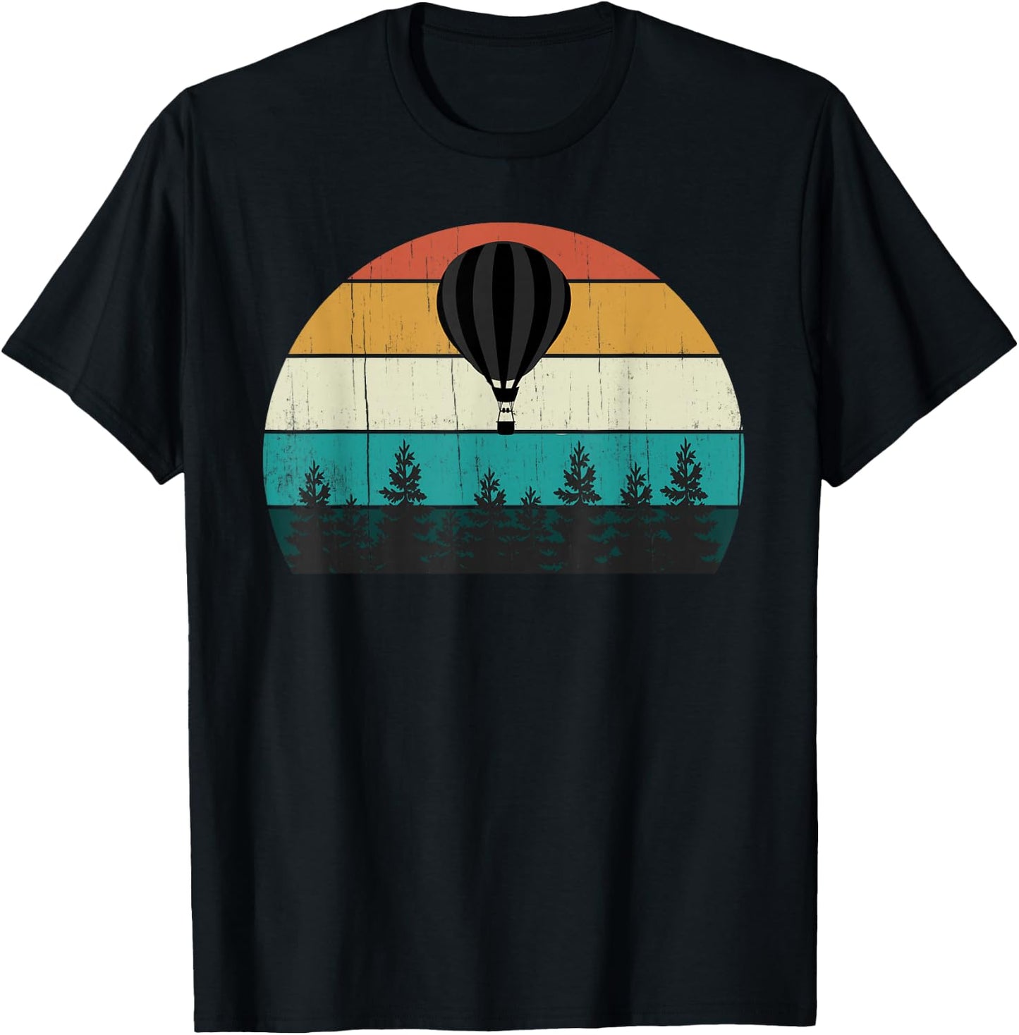 Retro Hot Air Balloon - Cool Sunset T-Shirt - T-Shirt | Black