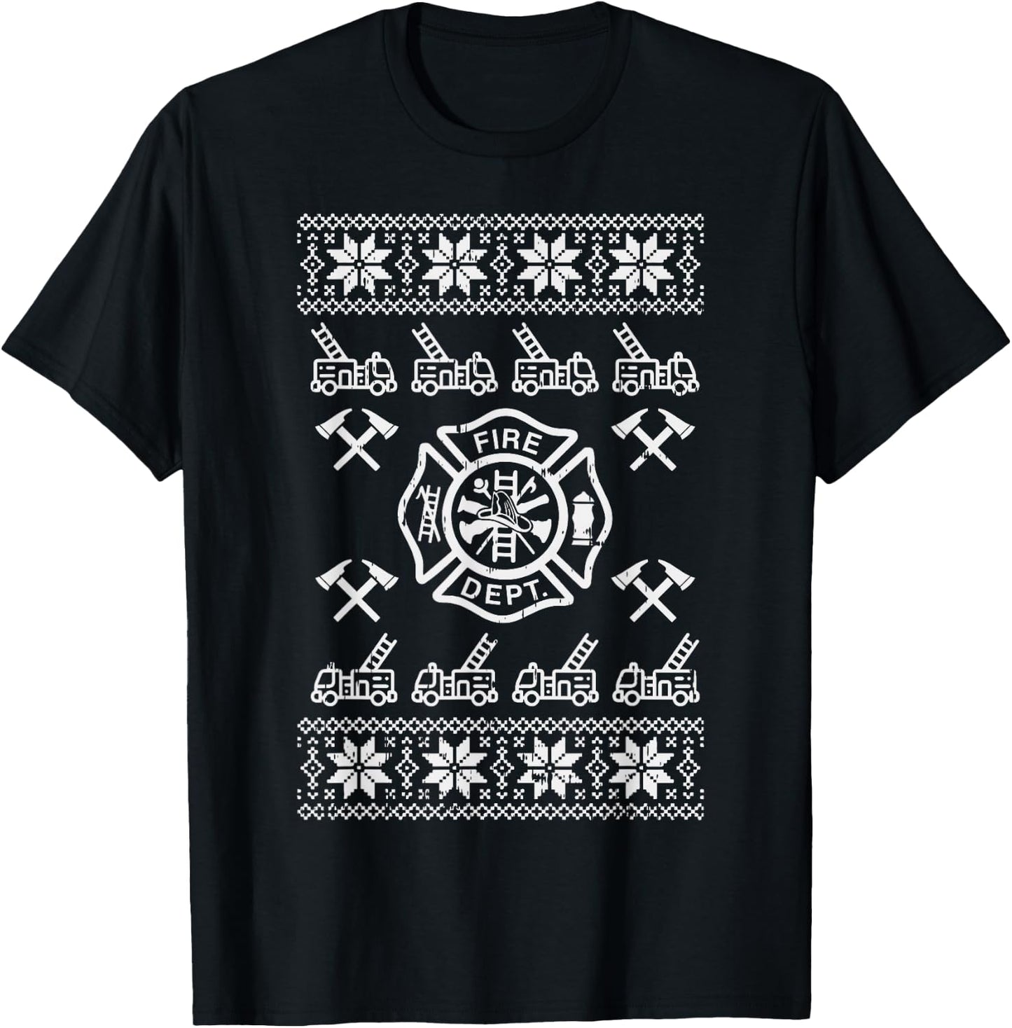 Firefighter Christmas Shirt Fire Department Fireman Gift T-Shirt - T-Shirt | Black