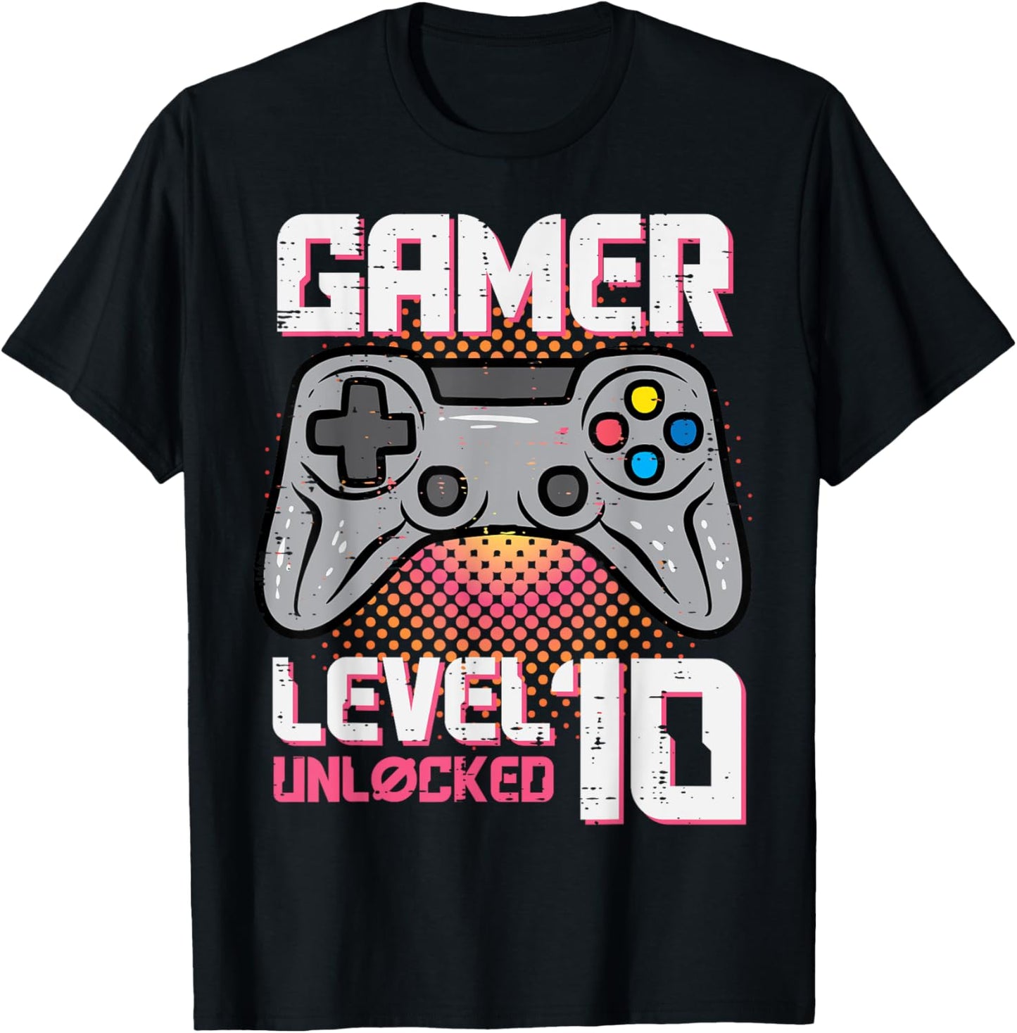 Gamer Birthday Level 10 Unlocked 10th Bday Party Boys Girls T-Shirt - T-Shirt | Black