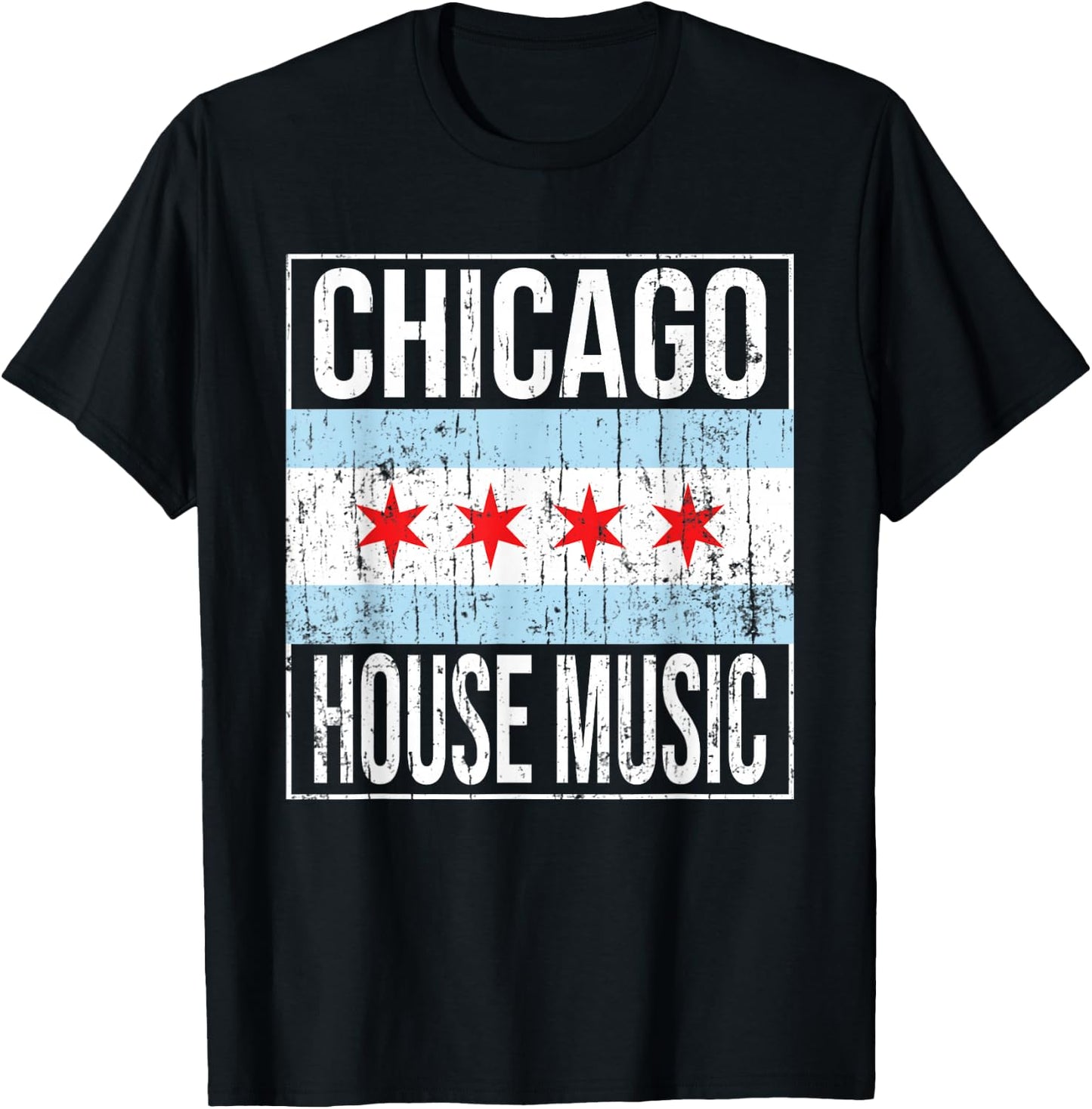 Chicago House Music - Stylish Flag Vintage Dance Music DJ T-Shirt - T-Shirt | Black