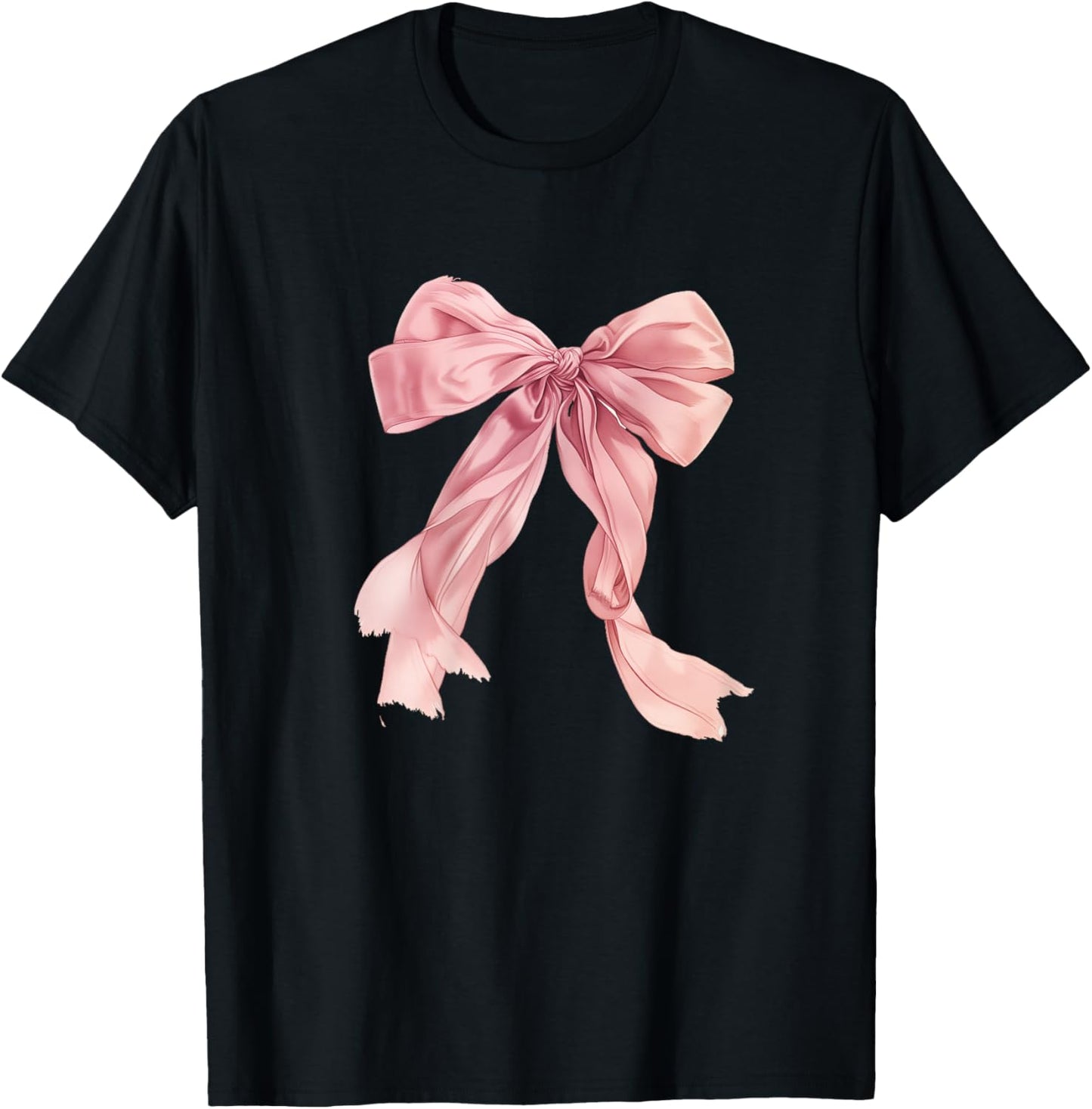 Pink Bow Tops Girls Clothes Trendy Cute Coquette T-Shirt - T-Shirt | Black