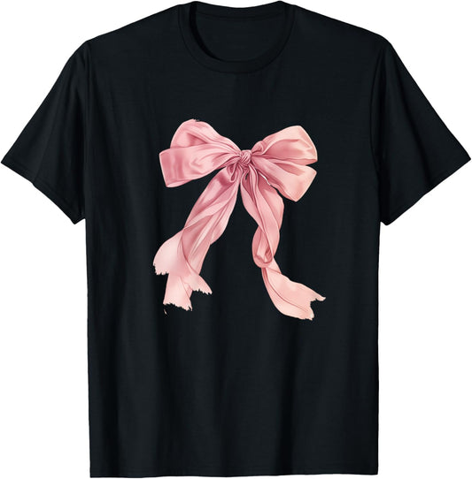Pink Bow Tops Girls Clothes Trendy Cute Coquette T-Shirt - T-Shirt | Black