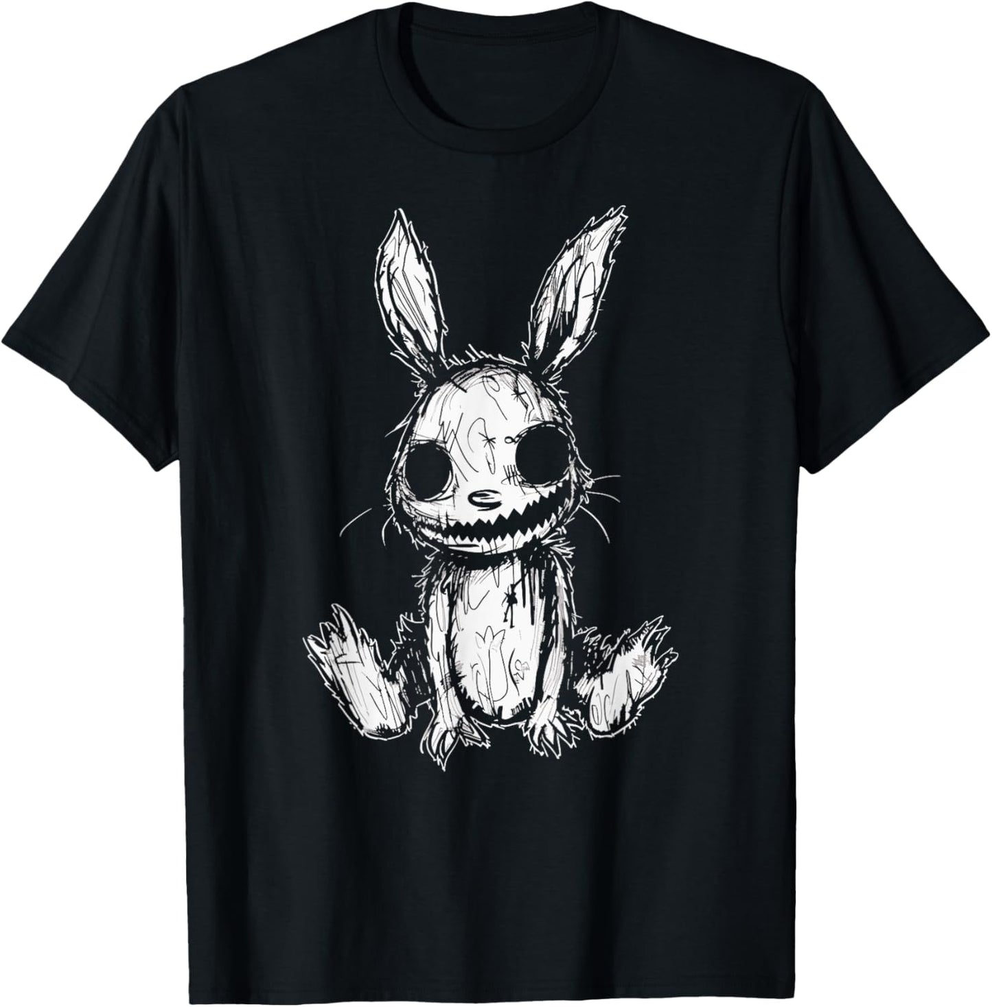 Evil Creepy Bunny Rabbit Alt Goth Grunge Horror Aesthetic T-Shirt - T-Shirt | Black