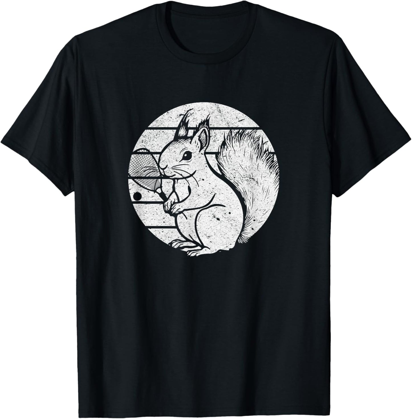 Racquetball Squirrel Funny Racquetball Squirrel T-Shirt - T-Shirt | Black