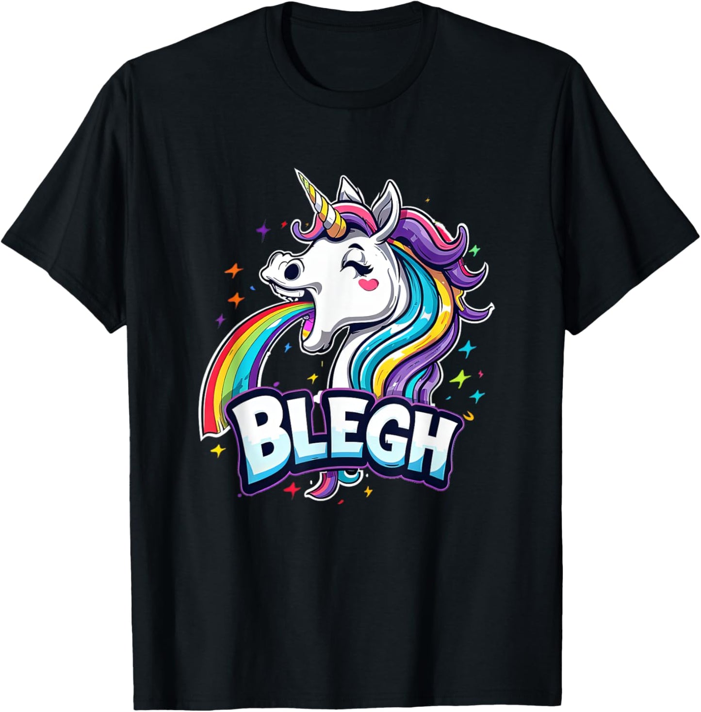 Blegh - Metalcore Unicorn Screaming Rainbow T-Shirt - T-Shirt | Black