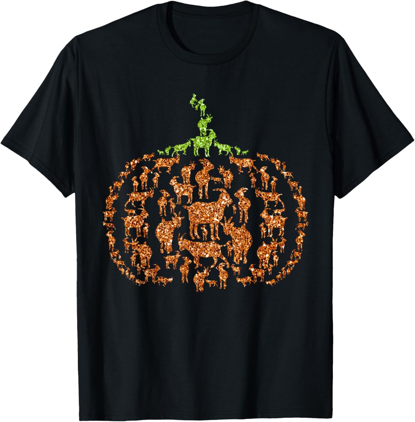Group Goats Pumpkin Cute Shape Halloween Thanksgiving T-Shirt - T-Shirt | Black