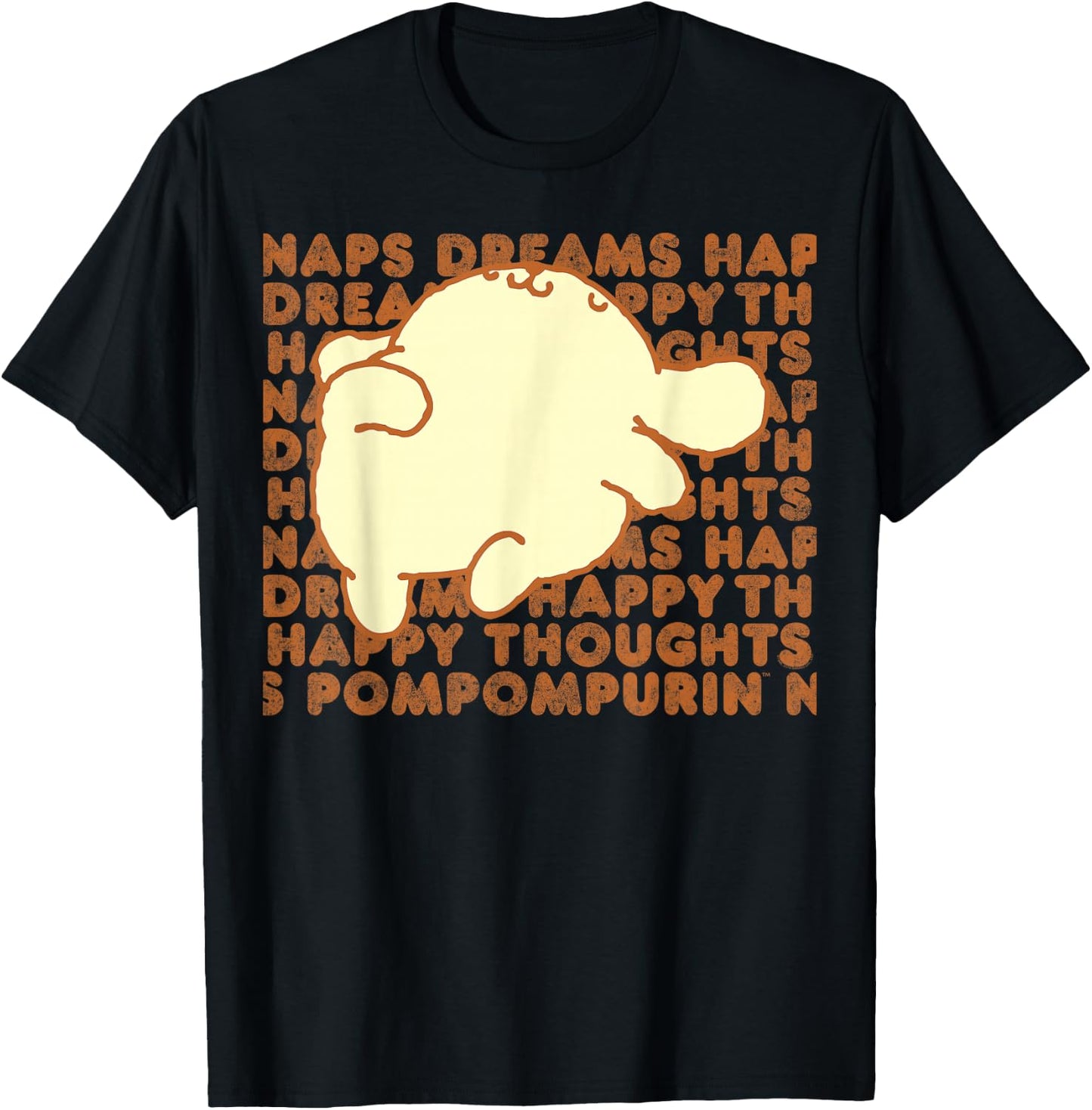 Pompompurin Happy Thoughts Nap Time Small T-Shirt - T-Shirt | Black