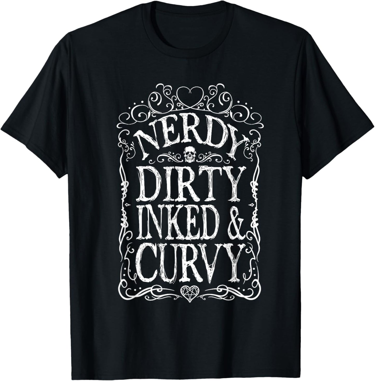 Nerdy Dirty Inked & Curvy Reading Tattoo Lovers T-Shirt - T-Shirt | Black