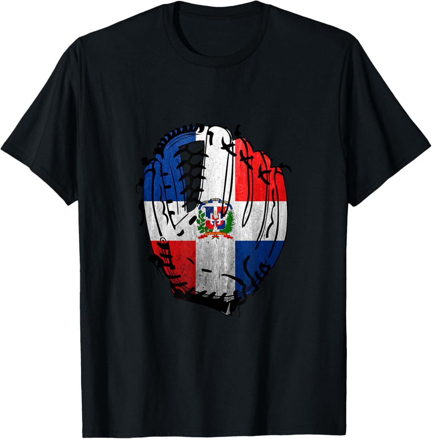 Dominican Republic Baseball Shortstop Outfielder DR Flag T-Shirt - T-Shirt | Black