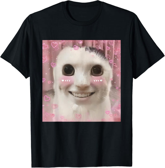 Goofy Ahh Cat Meme Dank Cursed Weirdcore Cringey Banana Cat T-Shirt - T-Shirt | Black
