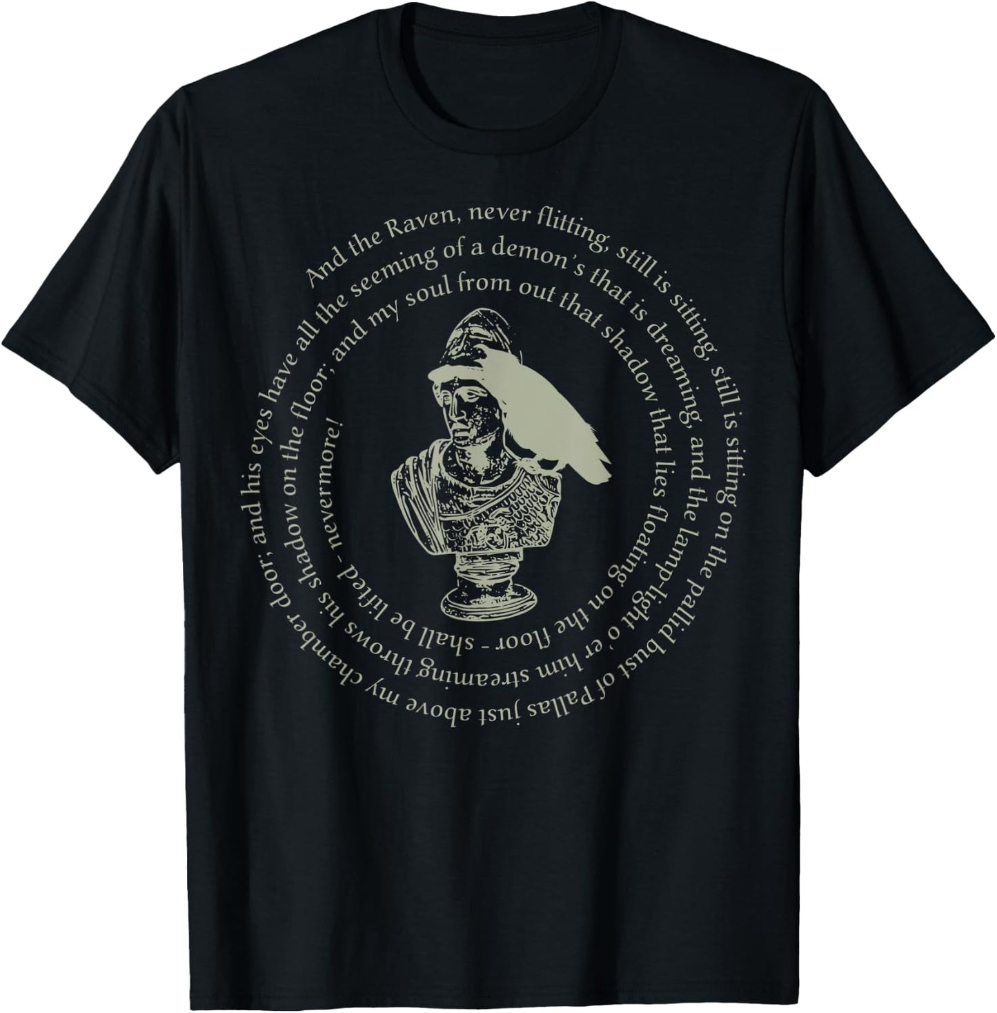 Edgar Allan Poe Raven Poem - Bust Of Pallas Athena 2 T-Shirt - T-Shirt | Black
