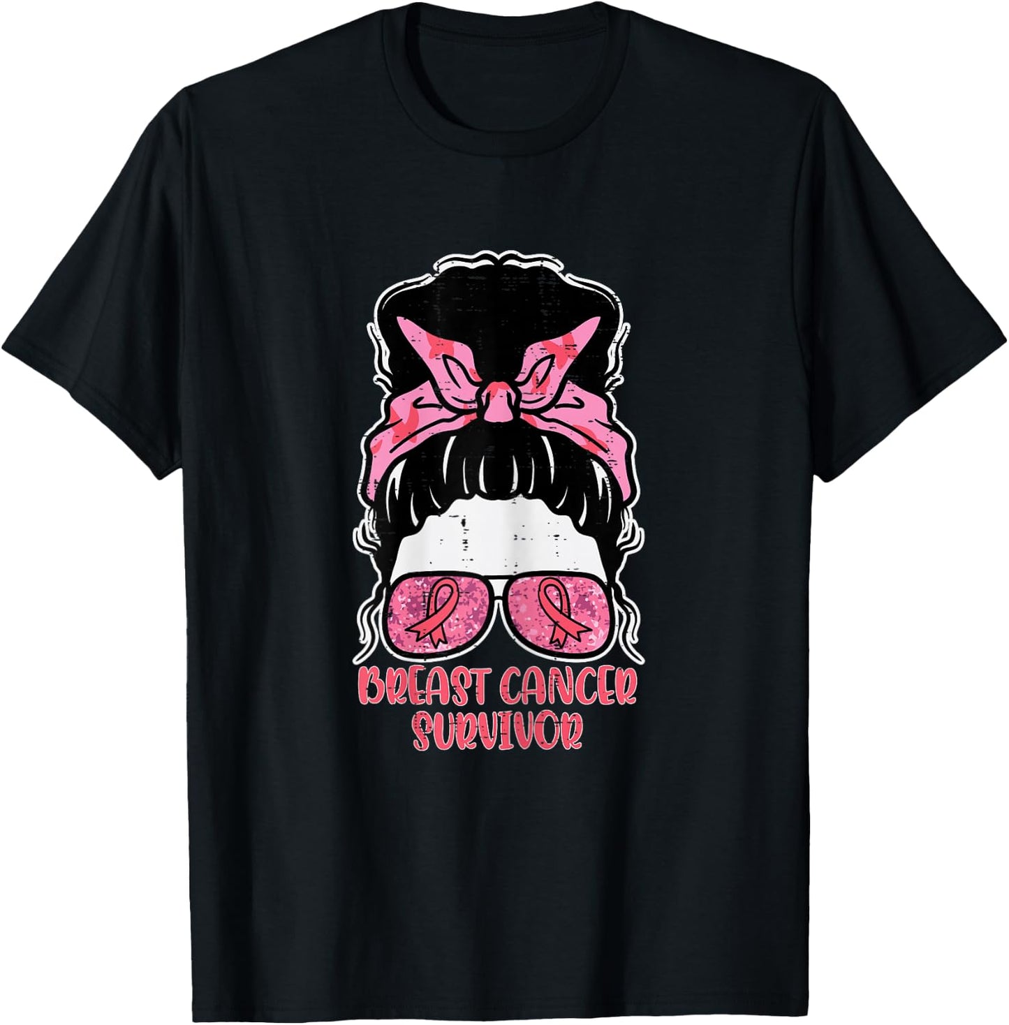 Breast Cancer Survivor Hairbun Breast Cancer Awareness Women T-Shirt - T-Shirt | Black