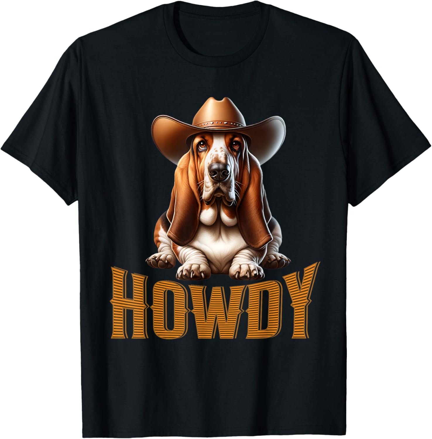 Basset Hound Dog Lover Cowboy Cowgirl Howdy Dog Lover T-Shirt - T-Shirt | Black