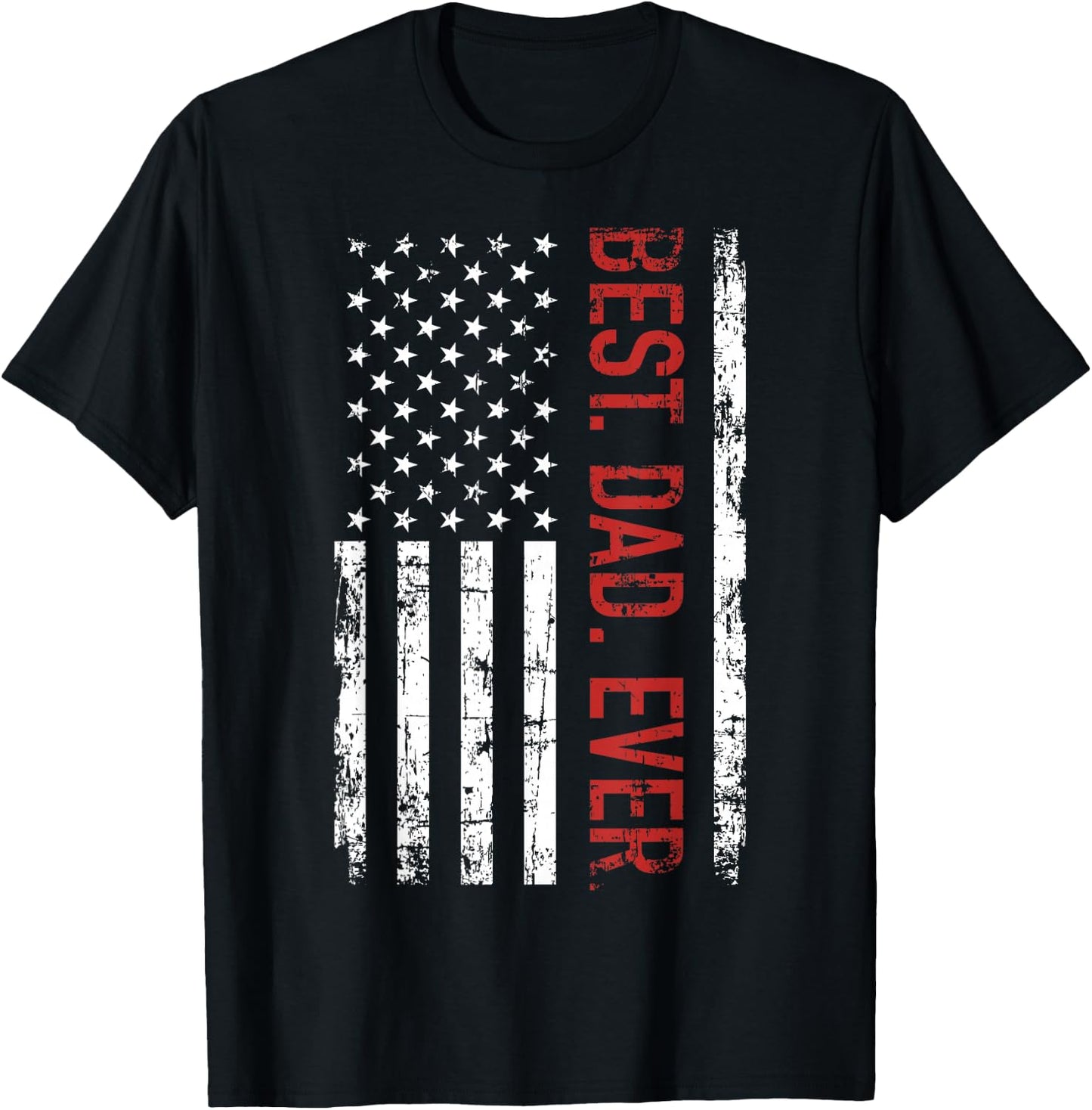 Best dad ever US american flag Gift father's day Short Sleeve T-Shirt - T-Shirt | Black