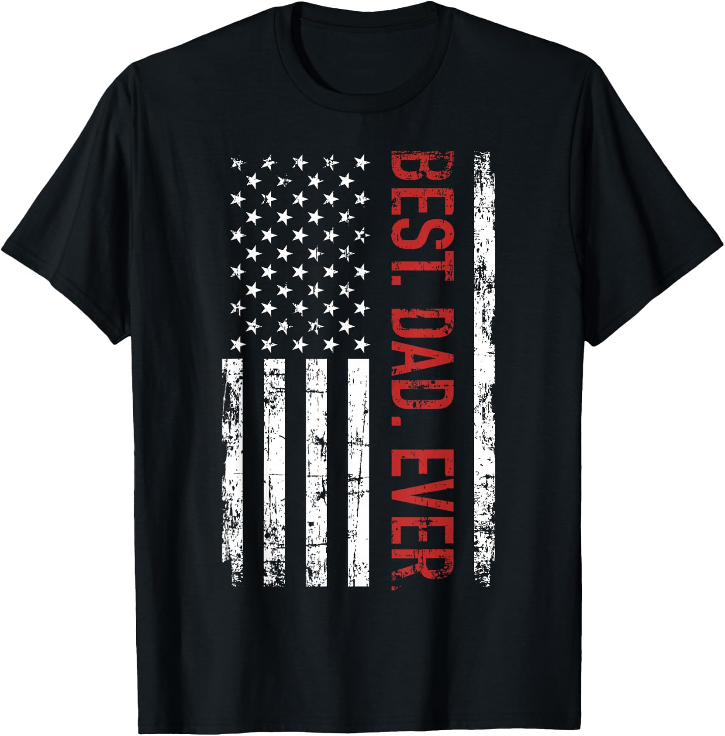 Best dad ever US american flag Gift father's day Short Sleeve T-Shirt - T-Shirt | Black