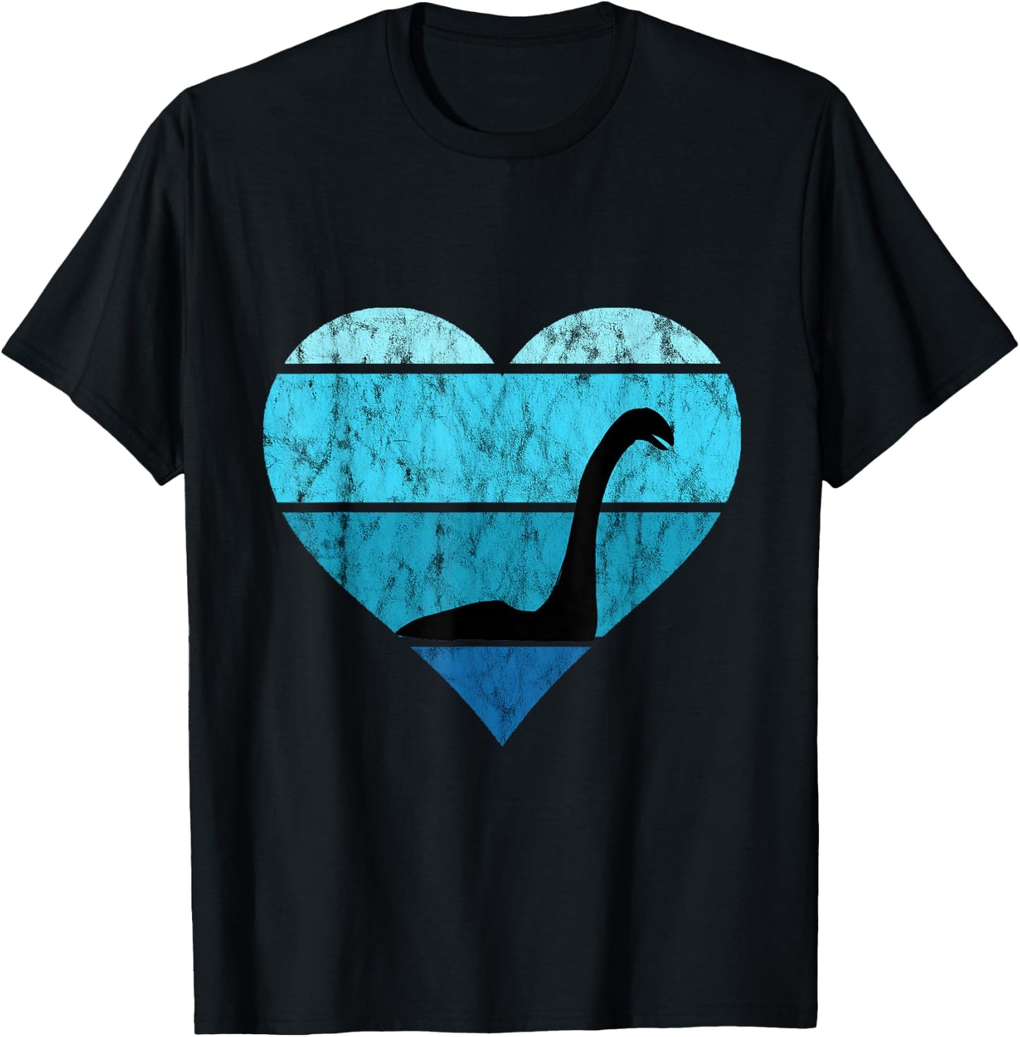 Nessie Heart Retro Vintage Ocean Lake Monster Loch Ness T-Shirt - T-Shirt | Black