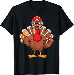 Thanksgiving Football Cool Football Turkey Kids Boys T-Shirt - T-Shirt | Black