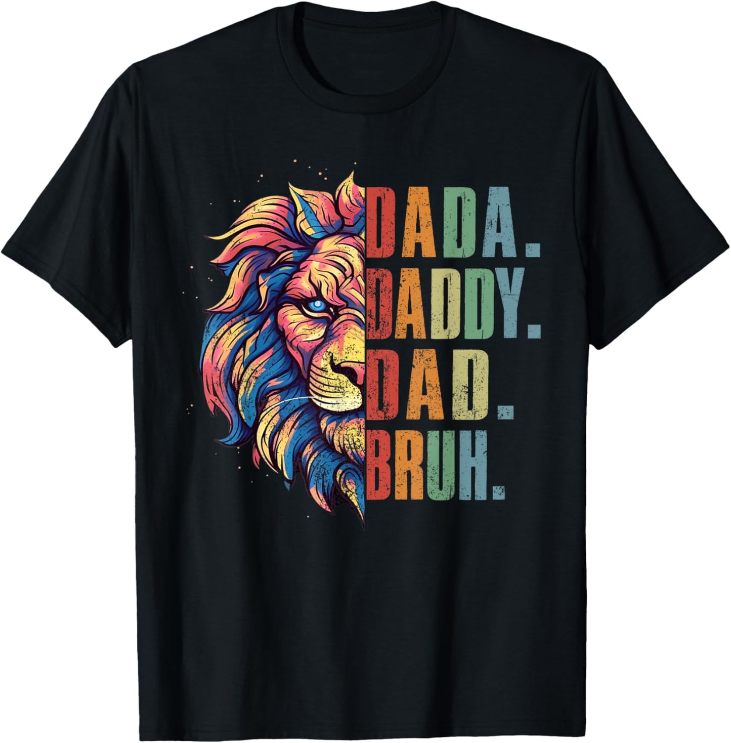 Dada Daddy Dad Bruh Retro Groovy Funny Lion Father's Day T-Shirt - T-Shirt | Black