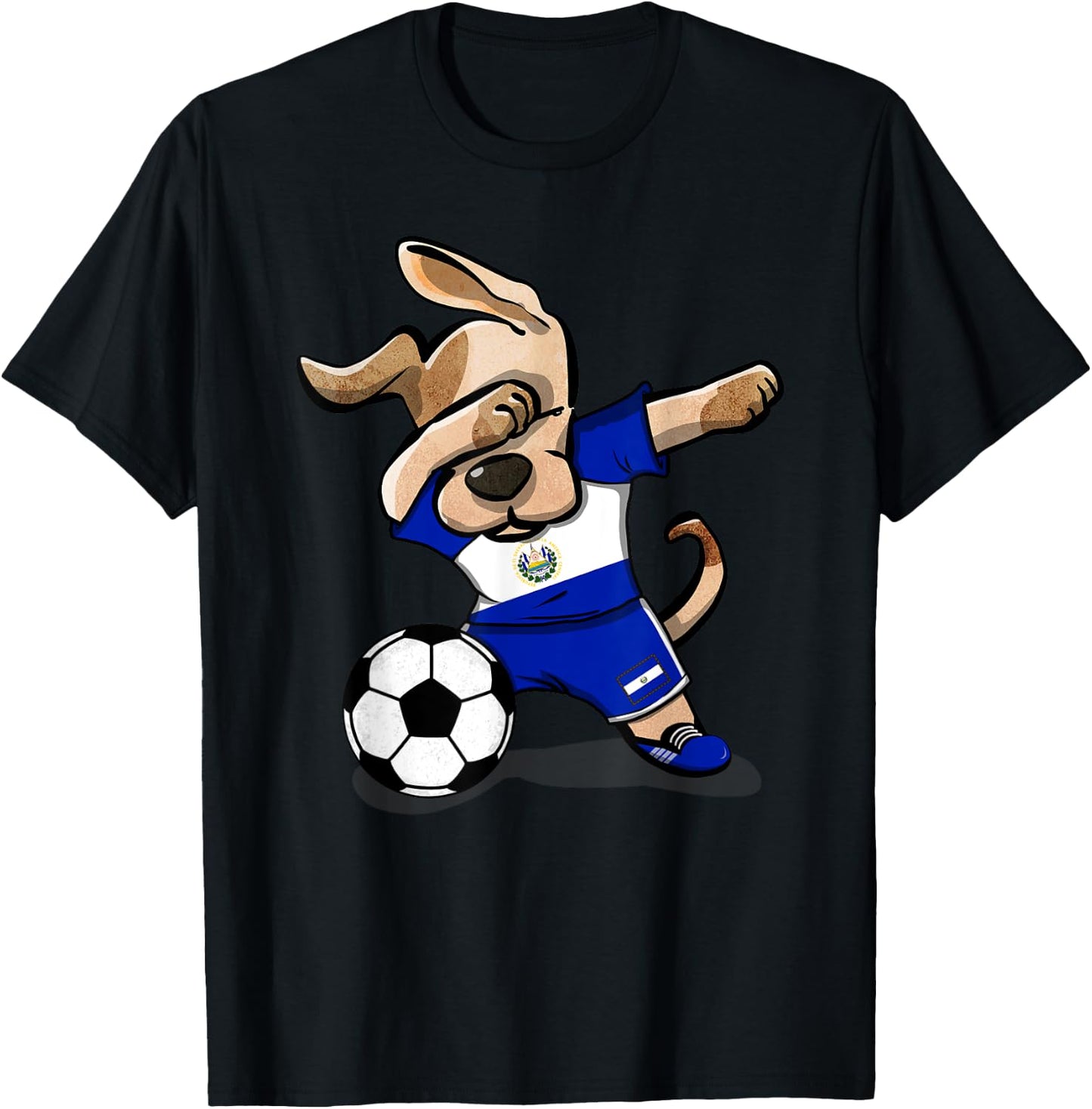 Dabbing Dog El Salvador Soccer Salvadorean Flag Football Men Women Girls Kids T-Shirt - T-Shirt | Black