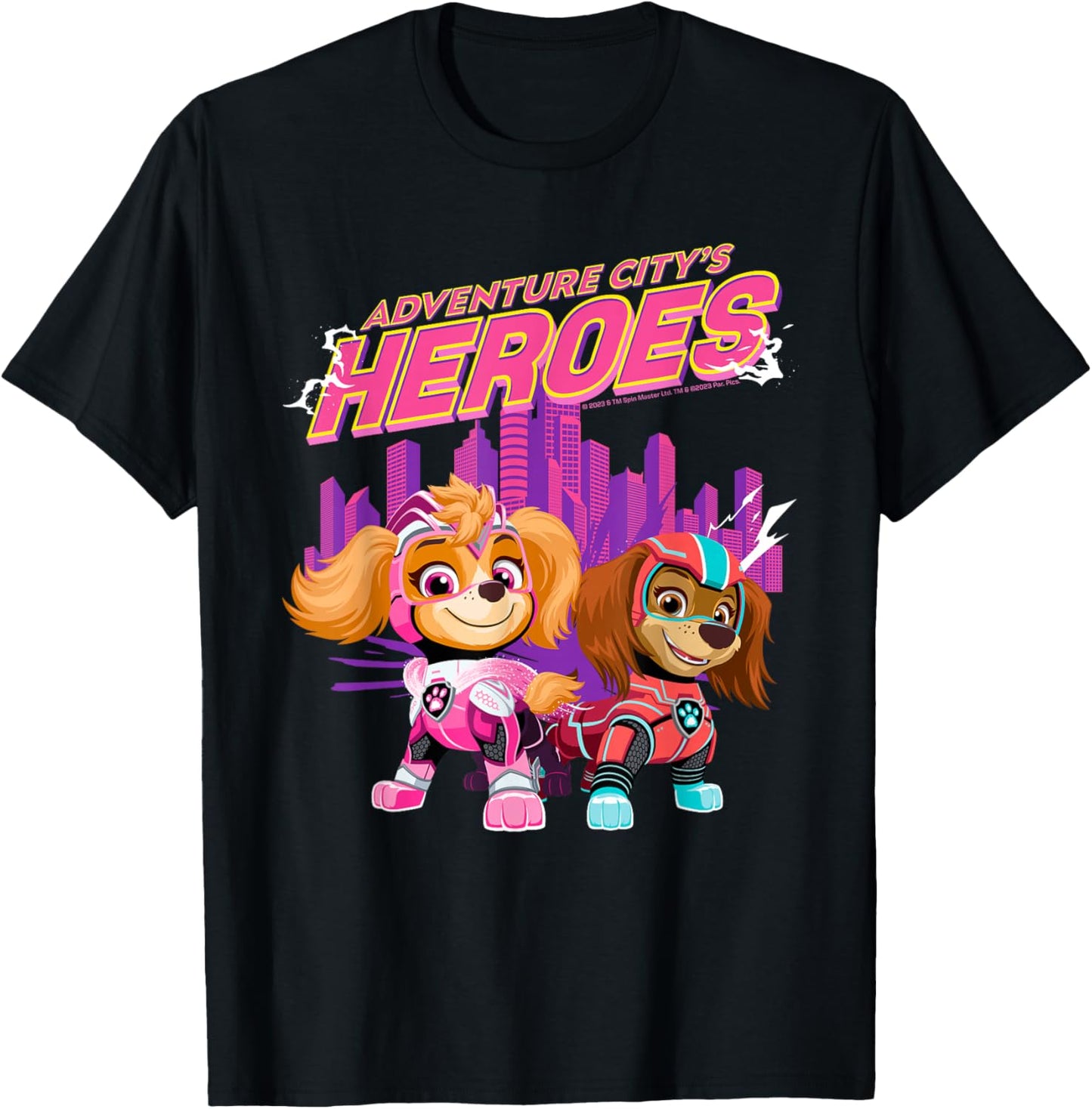 PAW Patrol: The Mighty Movie Adventure City's Heroes T-Shirt - T-Shirt | Black