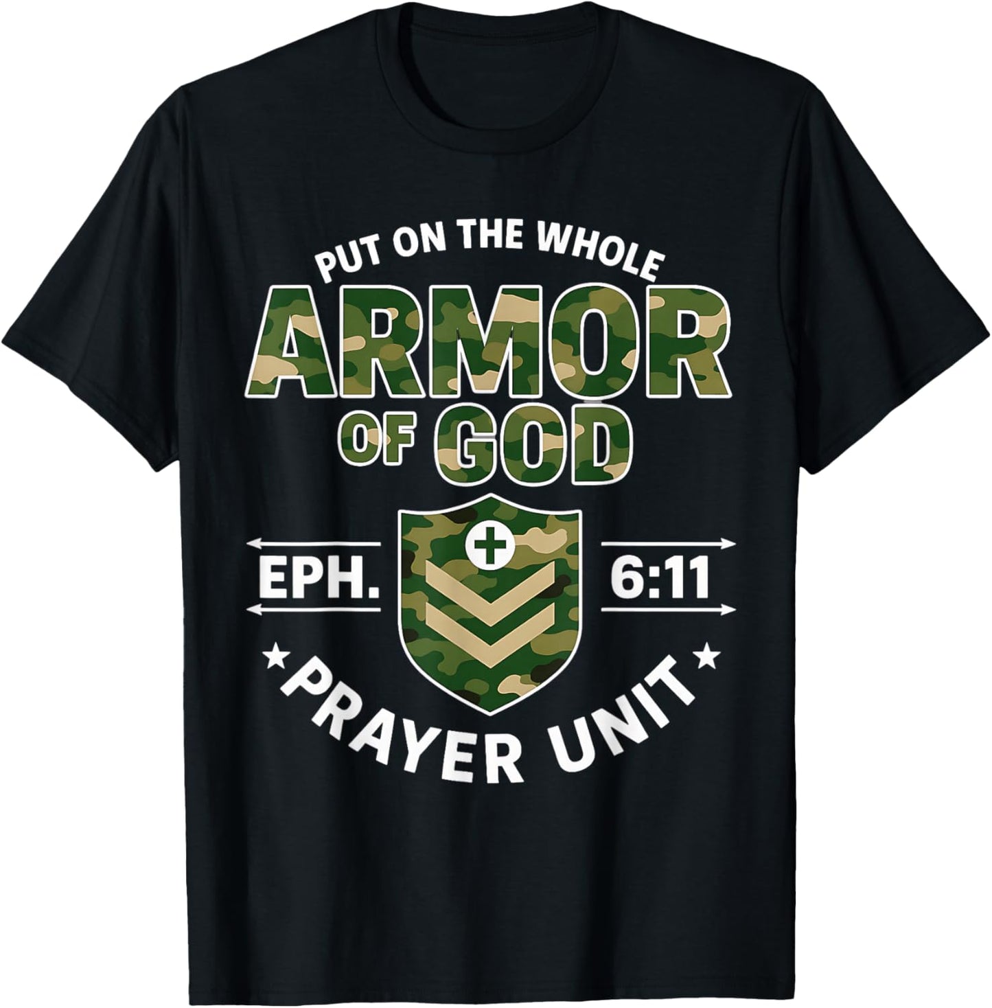 Armor of God Prayer Unit Ephesians 6:11 Christian Camo T-Shirt - T-Shirt | Black