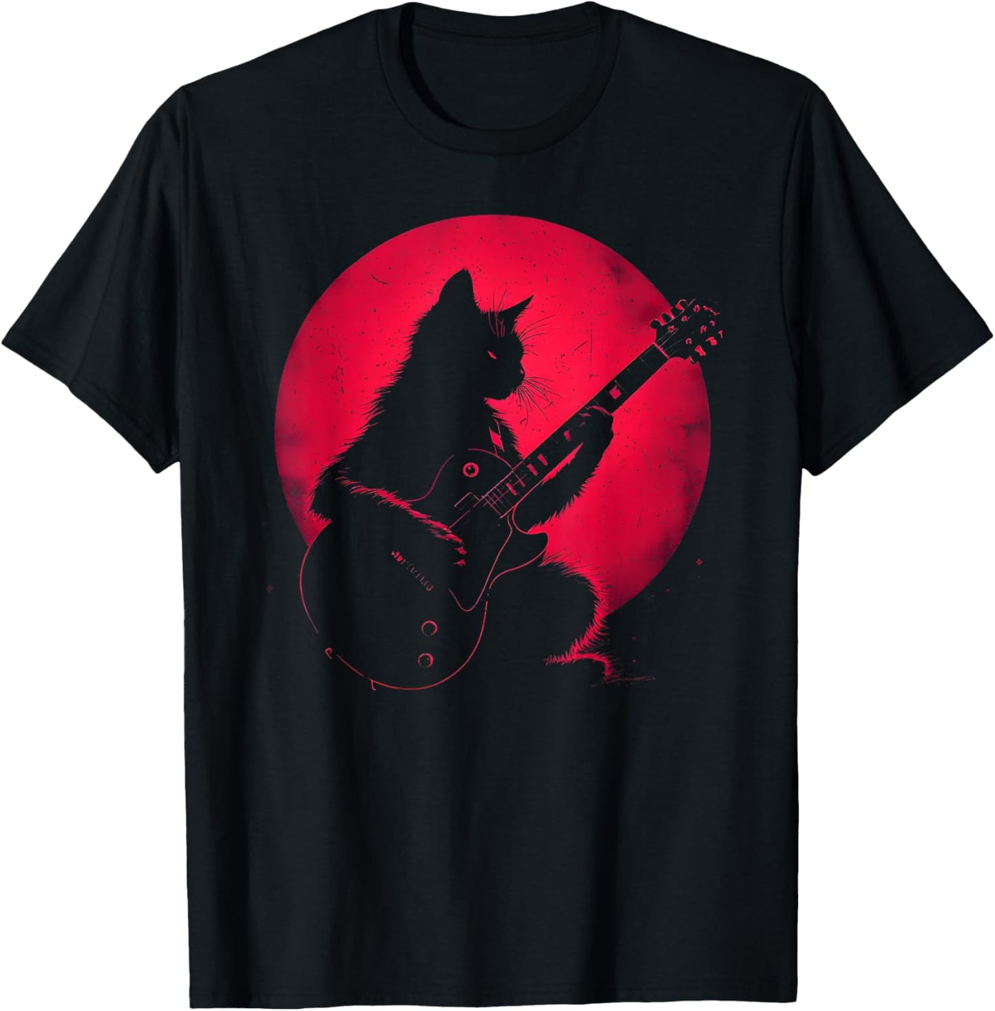 Cat Playing Guitar Rock Cat T-Shirt - T-Shirt | Black