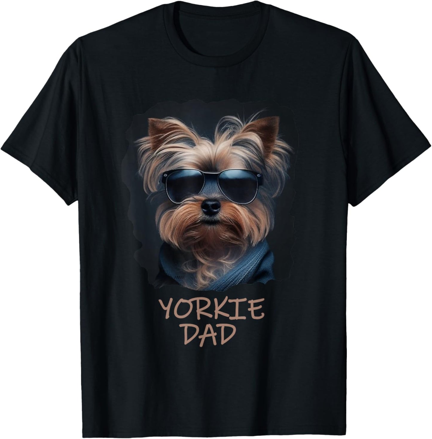 Yorkie Dad - Cute Cool Dog in Sunglasses (C) T-Shirt - T-Shirt | Black