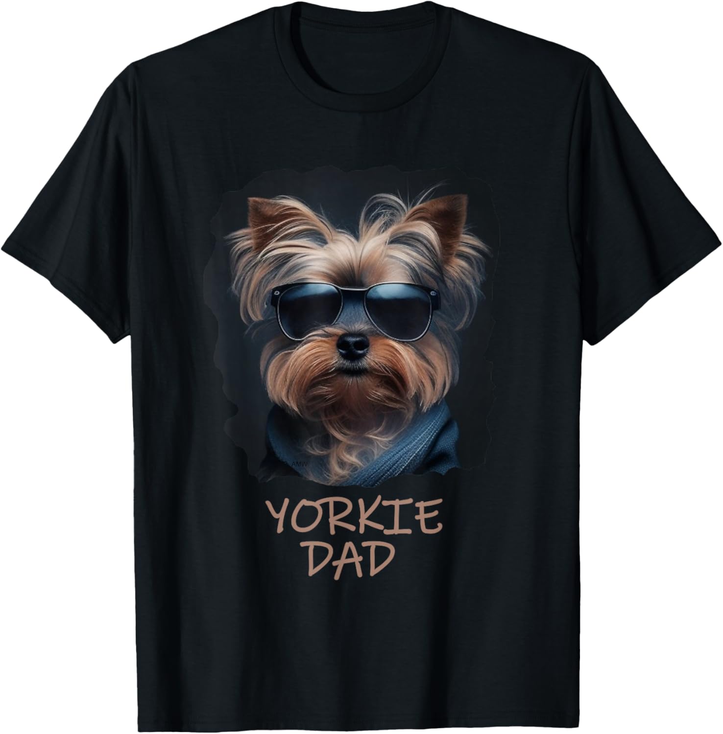 Yorkie Dad - Cute Cool Dog in Sunglasses (C) T-Shirt - T-Shirt | Black