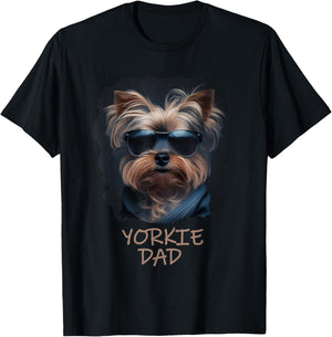 Yorkie Dad - Cute Cool Dog in Sunglasses (C) T-Shirt - T-Shirt | Black