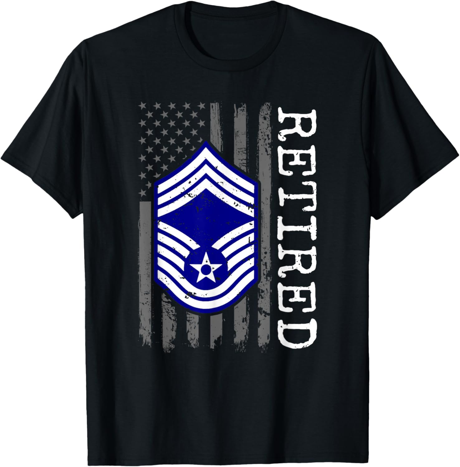 USAF Retired E9 Chief Master Sergeant Subdued Flag T-Shirt - T-Shirt | Black