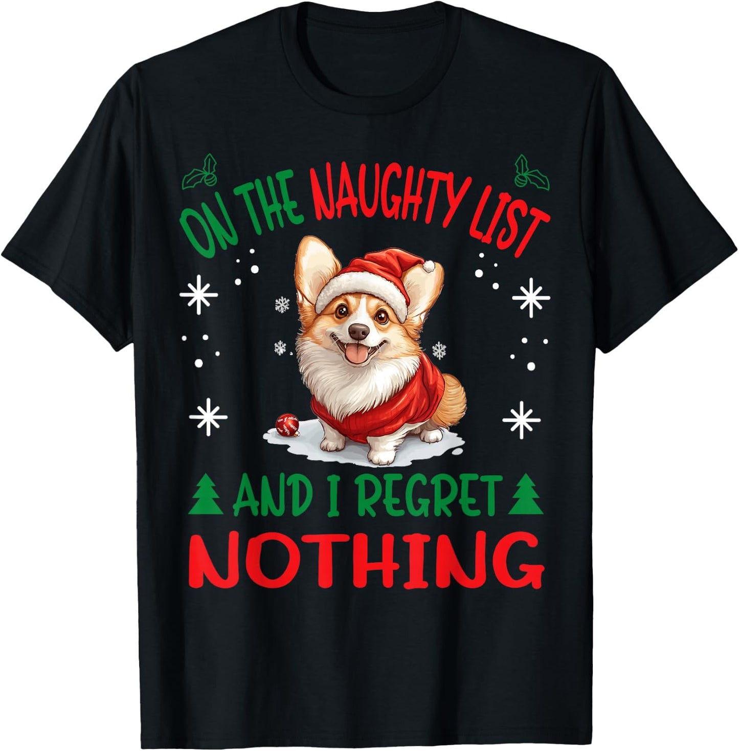 Cute Pembroke Welsh Corgi Dog Christmas On The Naughty List Women T-Shirt - T-Shirt | Black