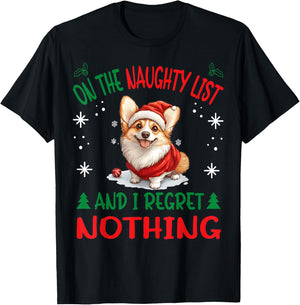 Cute Pembroke Welsh Corgi Dog Christmas On The Naughty List Women T-Shirt - T-Shirt | Black