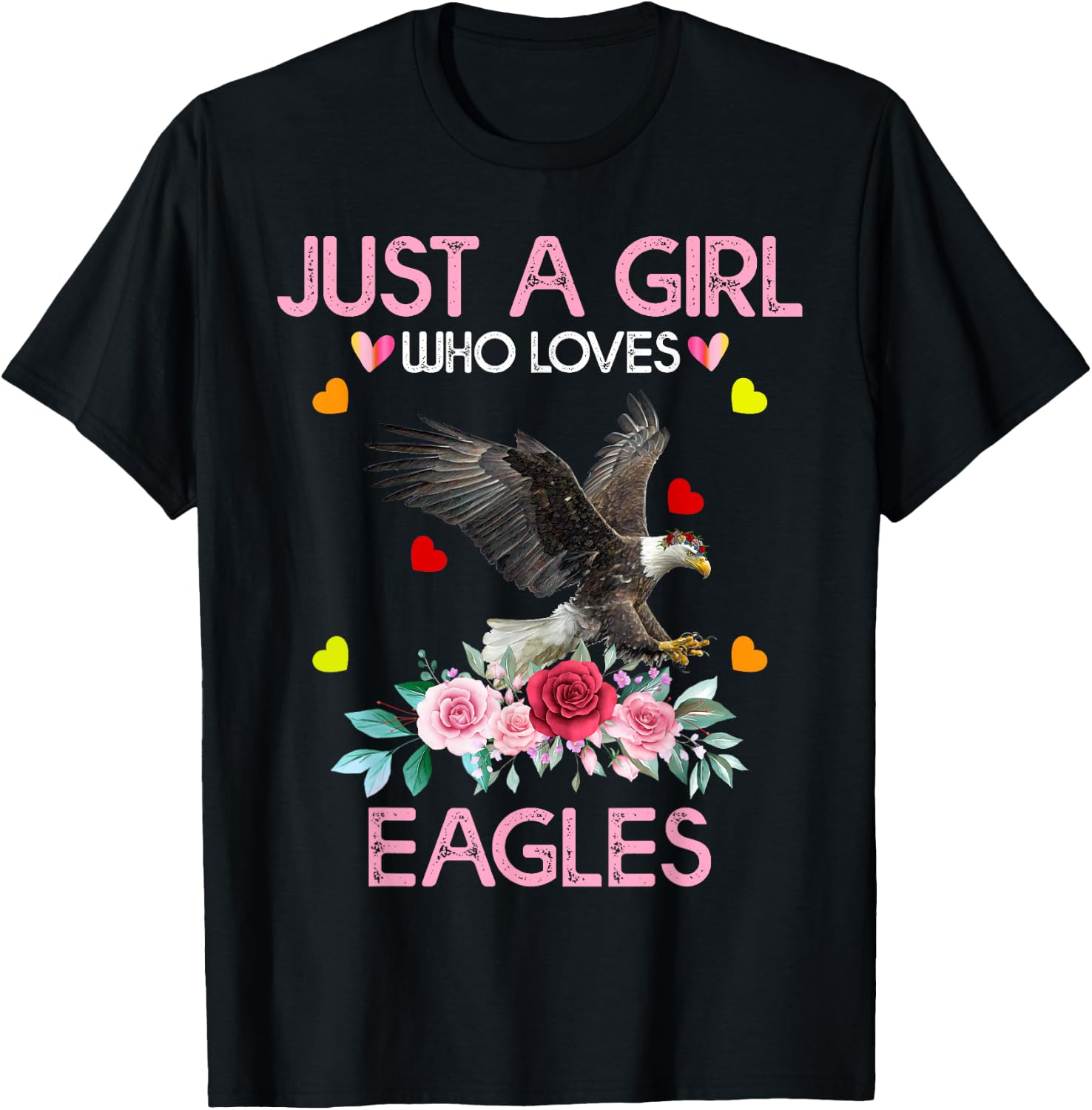 Eagle Bird Girls Just A Girl Who Loves Eagles T-Shirt - T-Shirt | Black