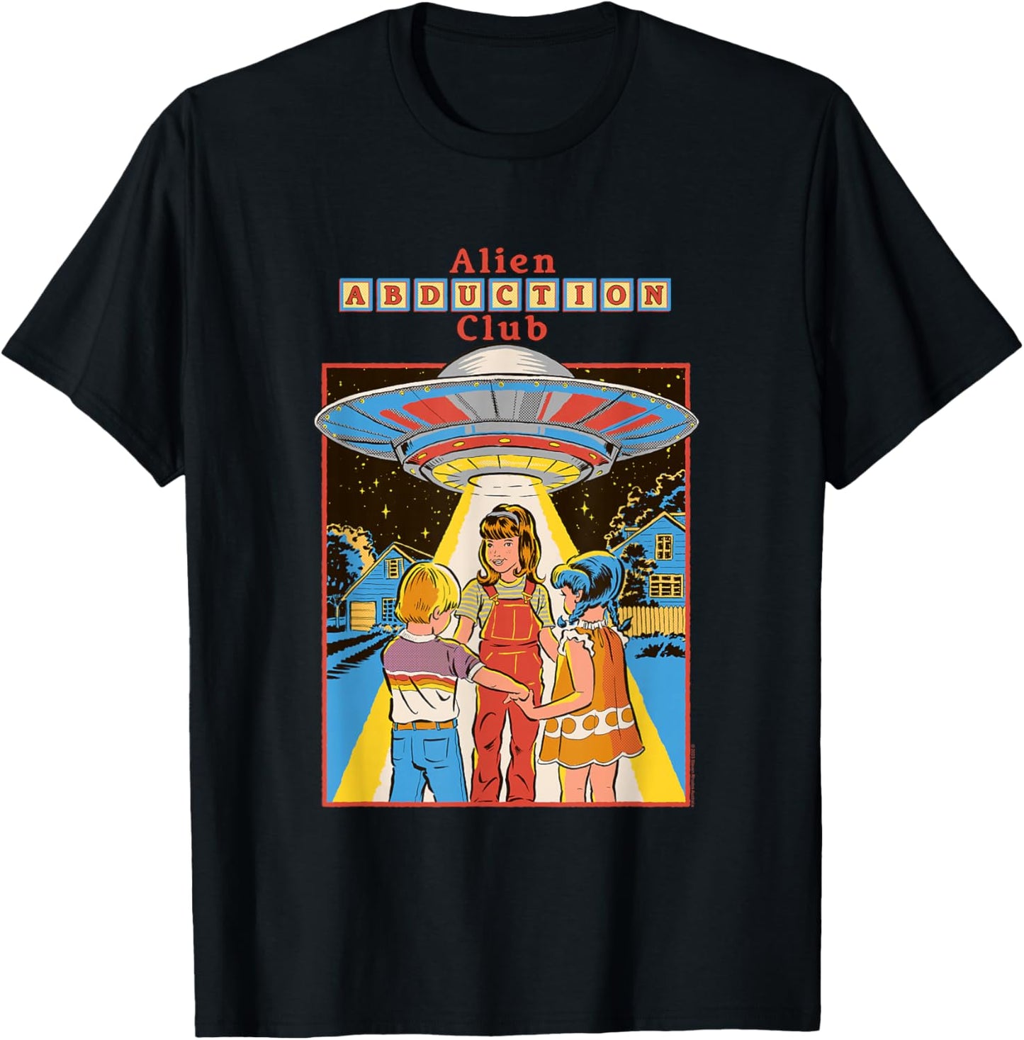Steven Rhodes Alien Abduction Club UFO Retro Dark Humor T-Shirt - T-Shirt | Black