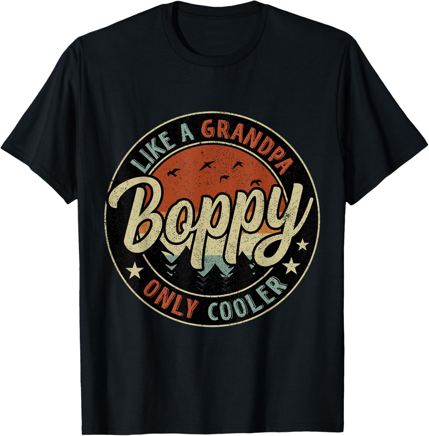 Boppy Like A Grandpa Only Cooler Vintage Retro Father's Day T-Shirt - T-Shirt | Black