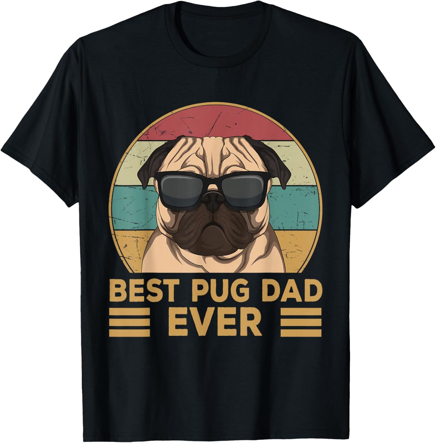 Best Pug Dad Ever Funny Pug Dog Gift and Boys T-Shirt - T-Shirt | Black