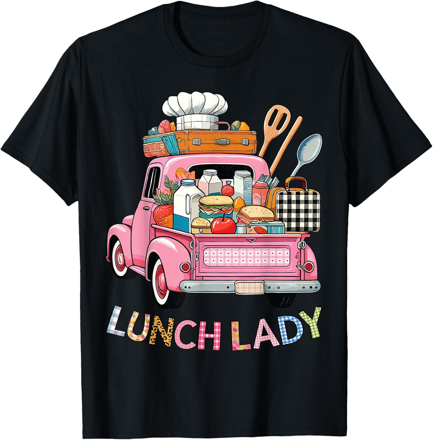 Cute Lunch Lady Truck Lunch Ladies Squad Cafeteria Crew T-Shirt - T-Shirt | Black