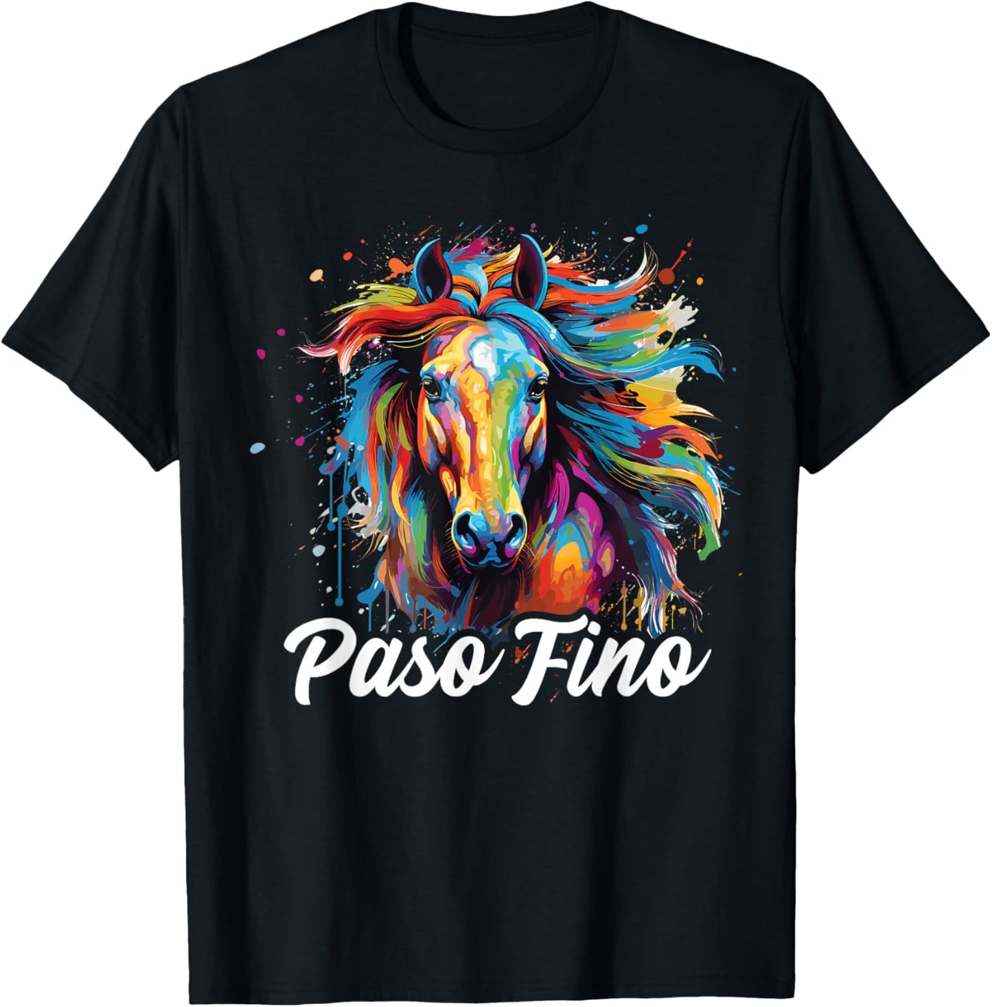 Paso Fino Horse Paint Splatter, Paso Fino Horse T-Shirt - T-Shirt | Black