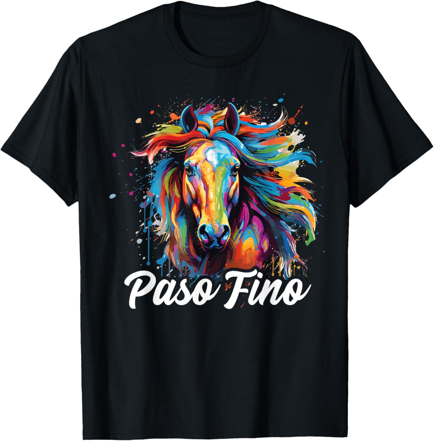 Paso Fino Horse Paint Splatter, Paso Fino Horse T-Shirt - T-Shirt | Black