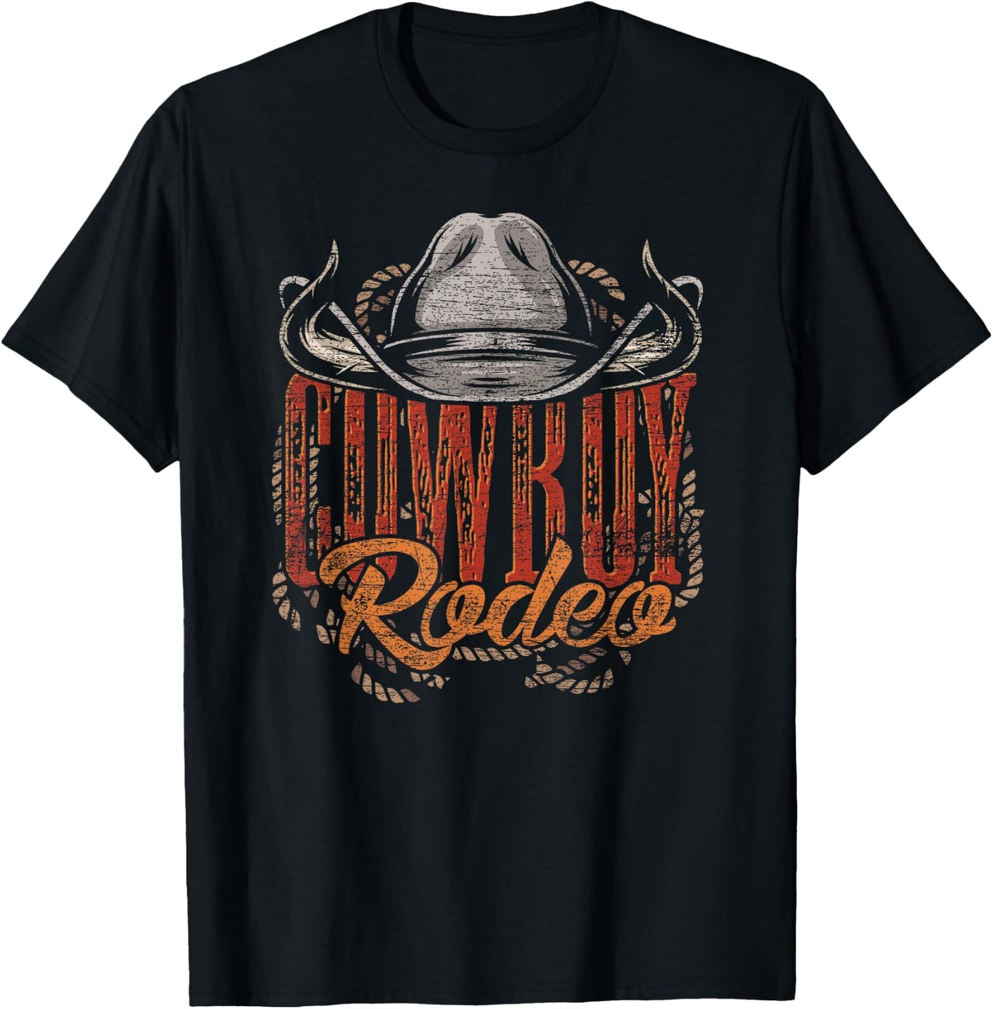 Cowboy Rodeo Western Texan Gift Country Bull Riding Cowboy T-Shirt - T-Shirt | Black