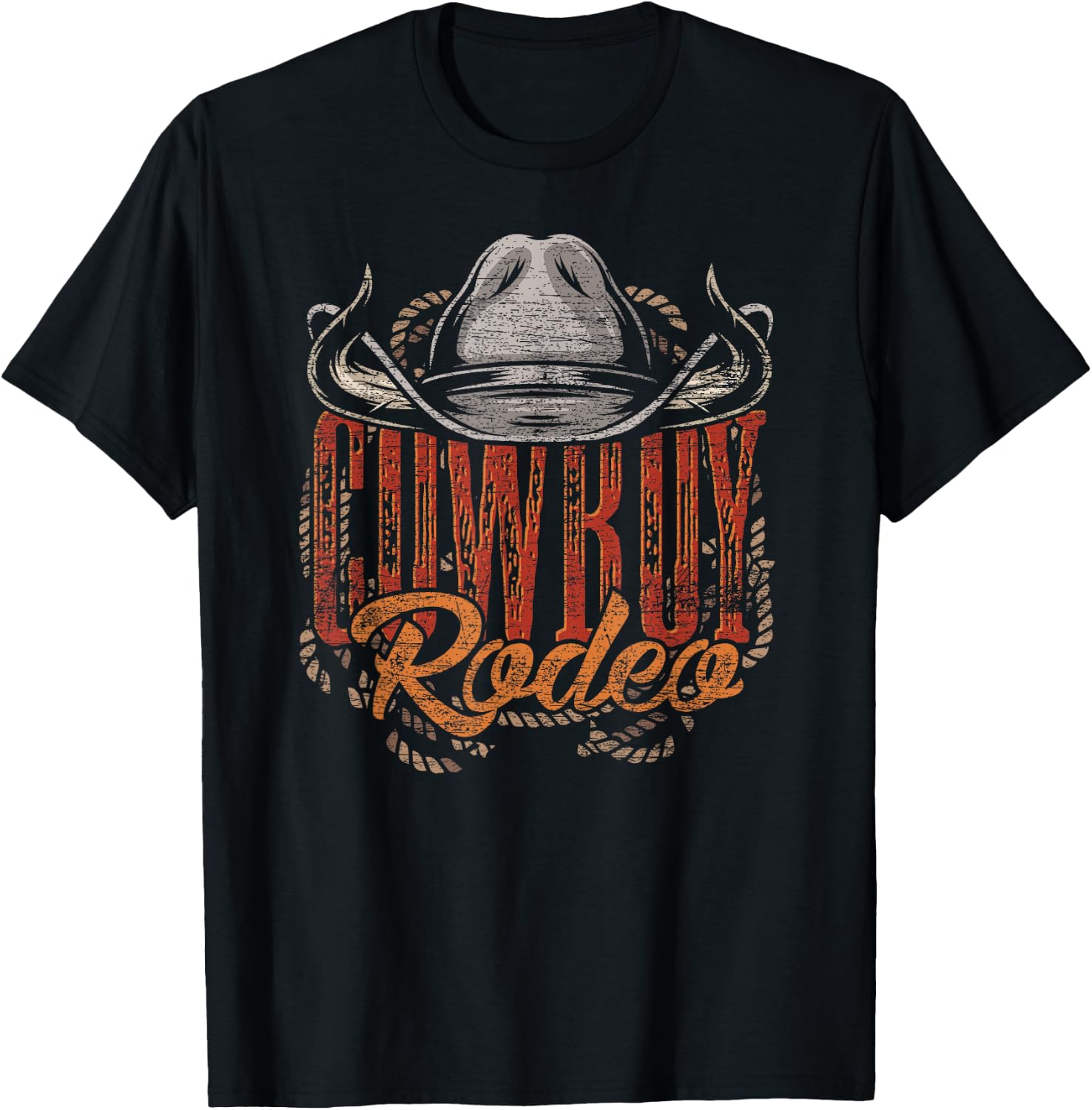 Cowboy Rodeo Western Texan Gift Country Bull Riding Cowboy T-Shirt - T-Shirt | Black