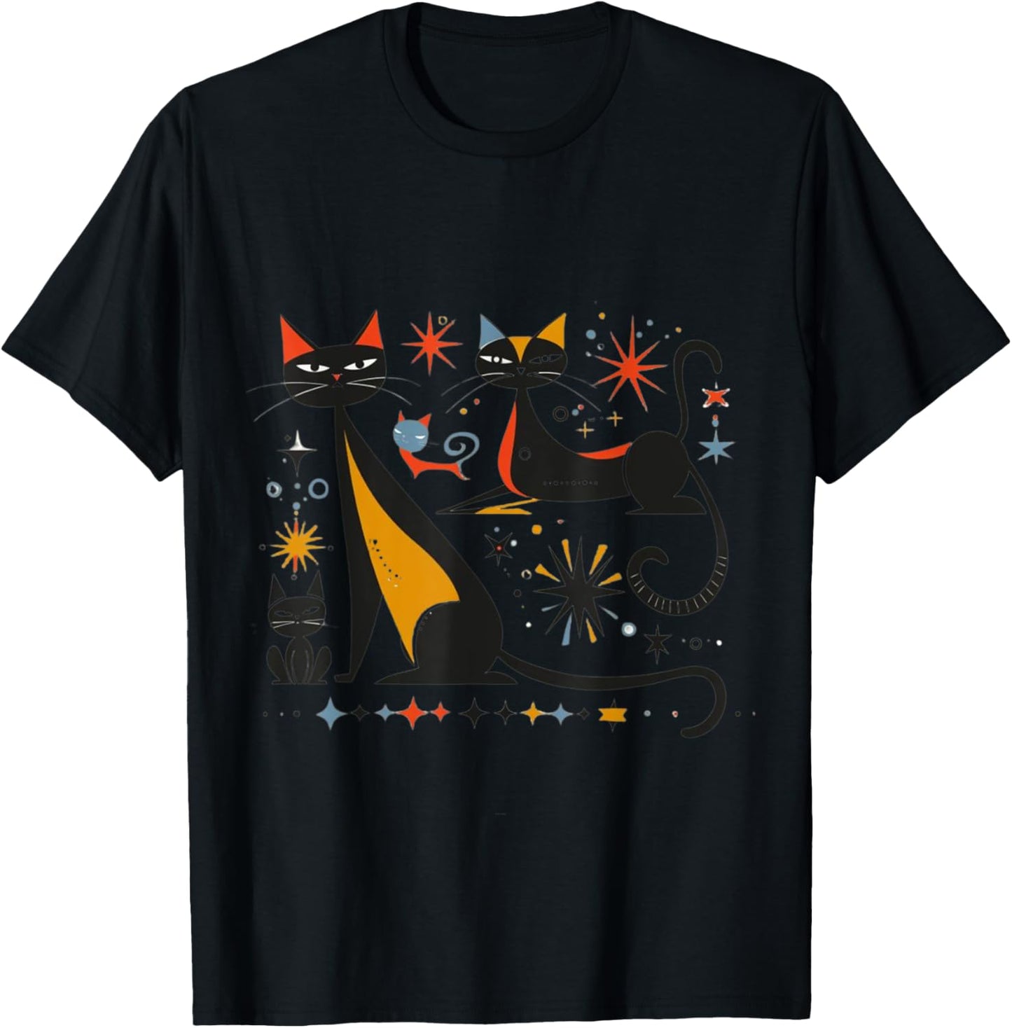 Vintage Retro Mid-Century Modern Look Cats 50s 60s Style T-Shirt - T-Shirt | Black