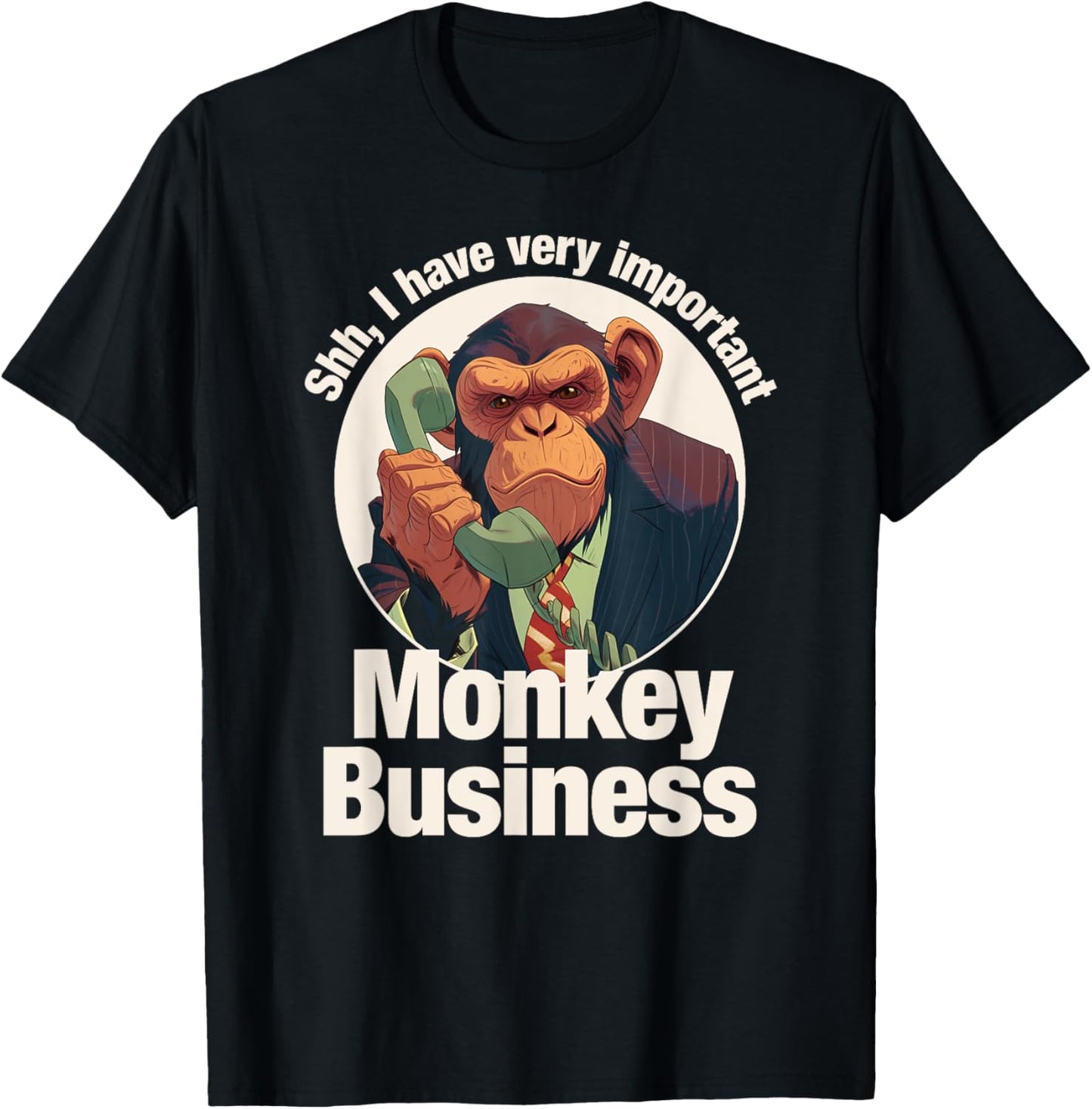 Tripping Yarns Shh, Important Monkey Business Funny Ape, Chimpanzee Kids T-Shirt - T-Shirt | Black
