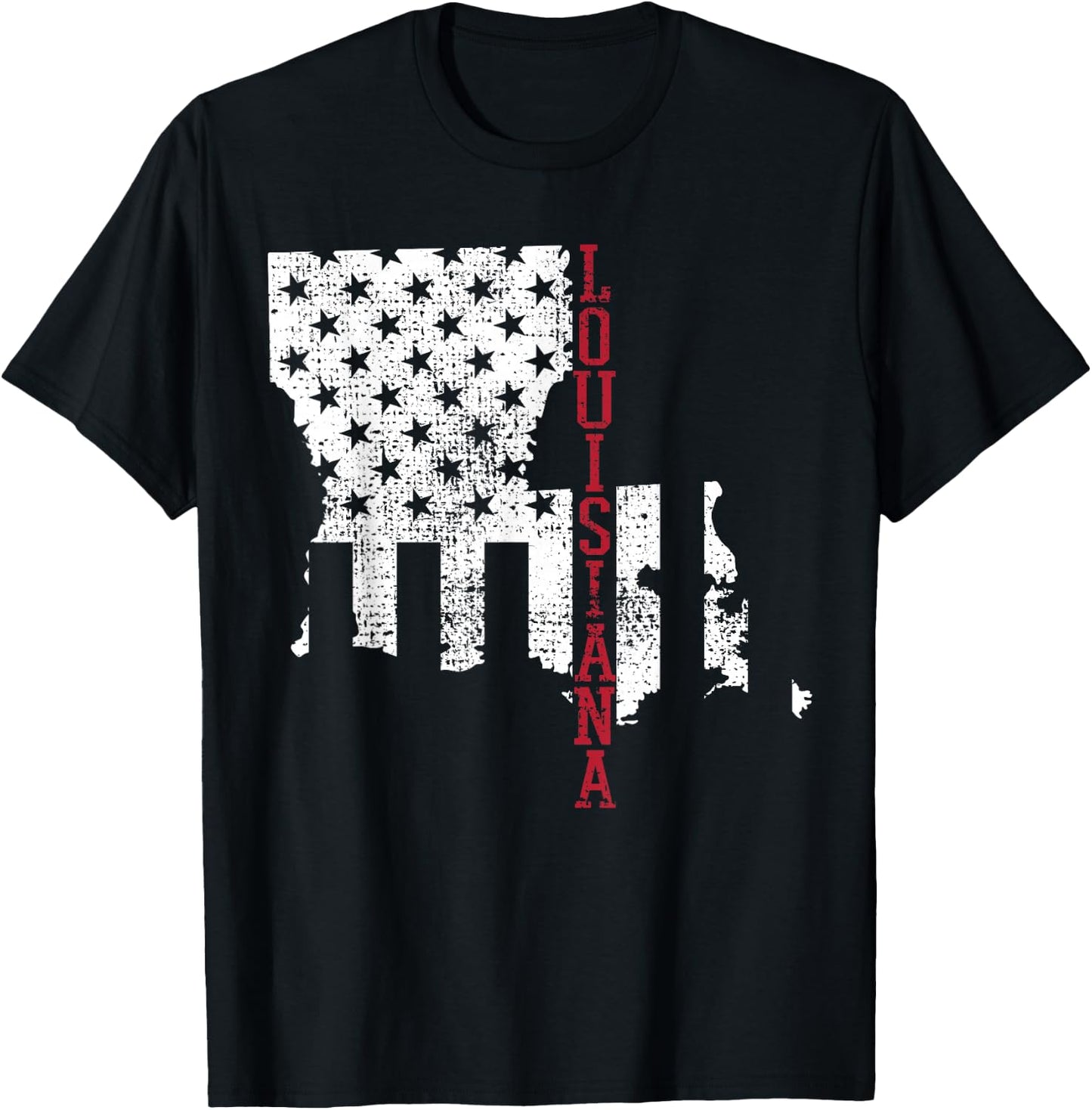 Louisiana Vintage Retro USA Flag America Merica 4th Of July Women Kids Men T-Shirt - T-Shirt | Black